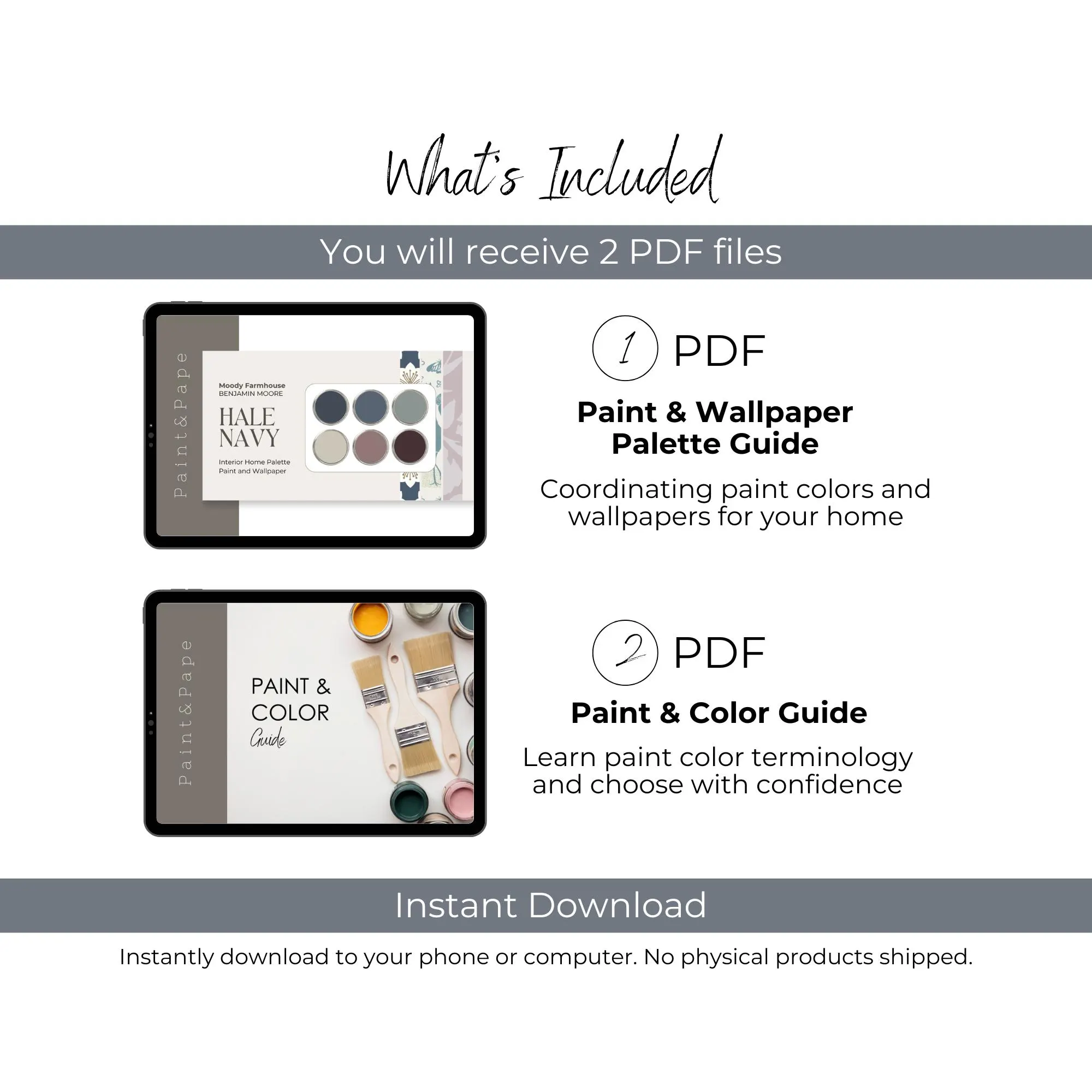 Benjamin Moore Hale Navy Palette, Hale Navy Color Palette, Modern Farmhouse Paint Palette, Moody Interior Paint, Paint and Wallpaper Palette - image 5