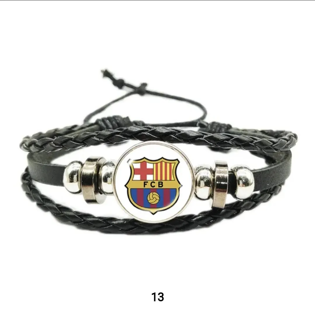 adjustable leather cord bracelet featuring logo of European clubs - image 4