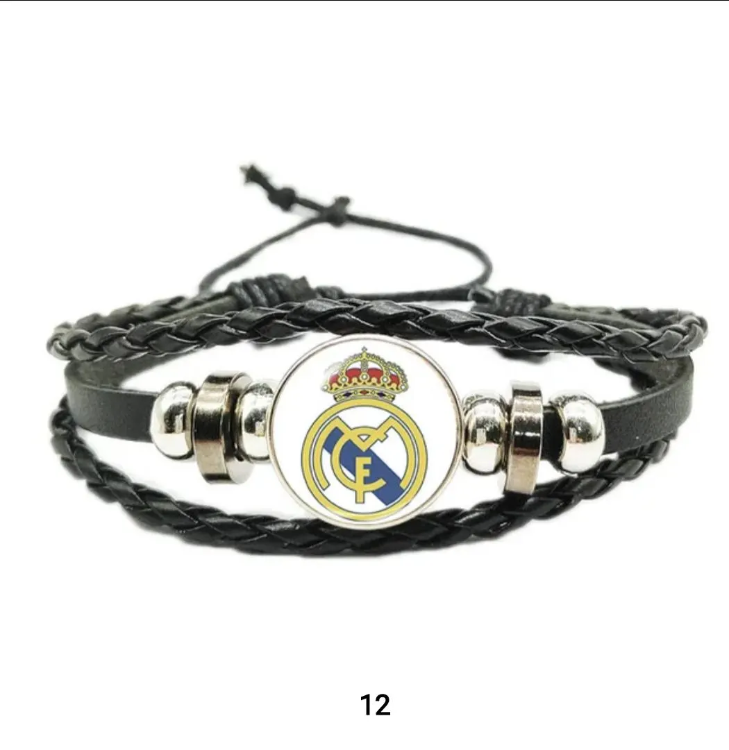 adjustable leather cord bracelet featuring logo of European clubs - image 3