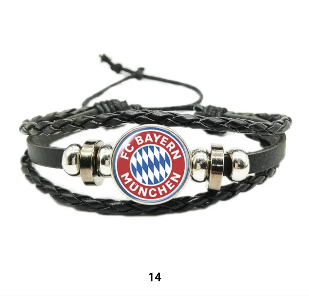adjustable leather cord bracelet featuring logo of European clubs - image 5