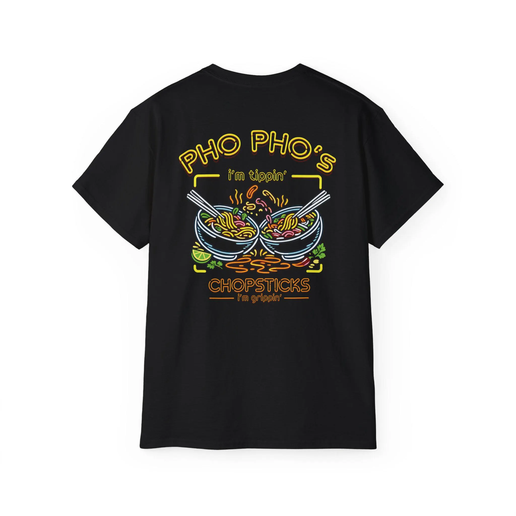 Pho Pho's Chopsticks T-Shirt: Vintage Comfort Foodie Apparel - image 4