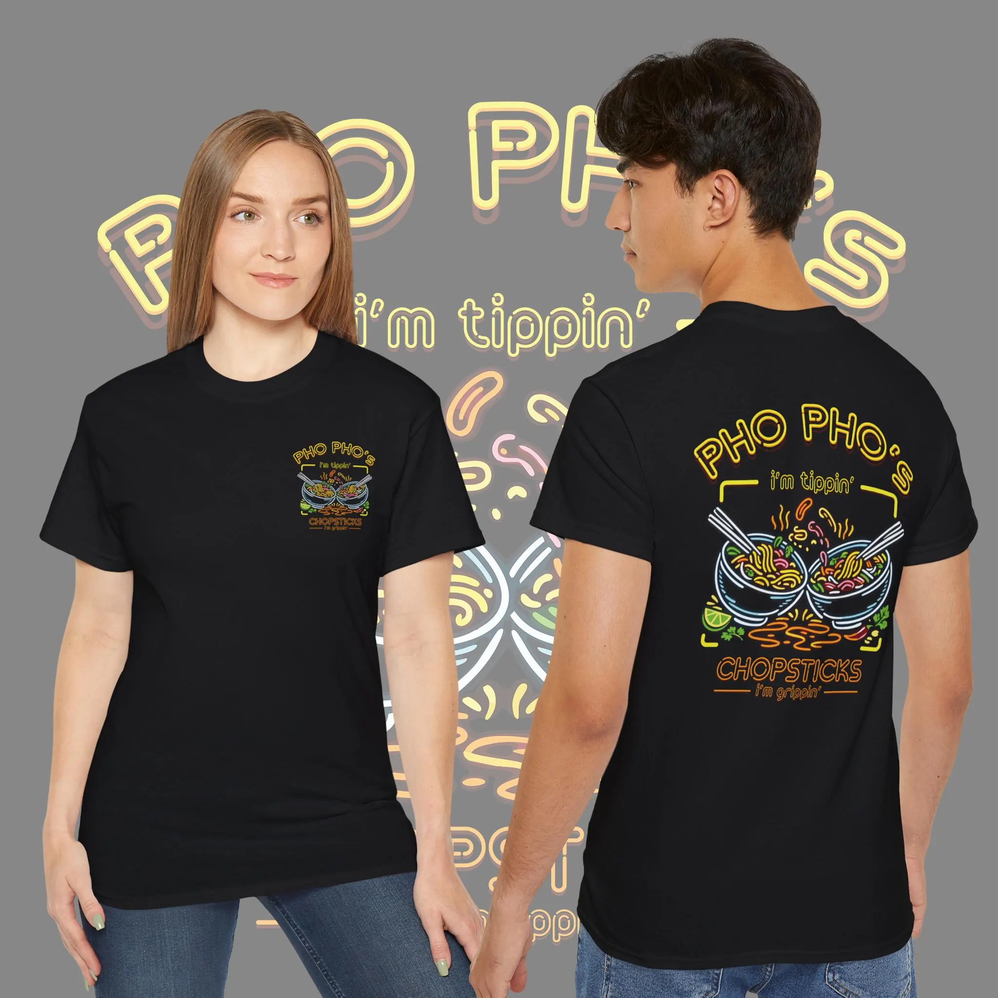 Pho Pho's Chopsticks T-Shirt: Vintage Comfort Foodie Apparel