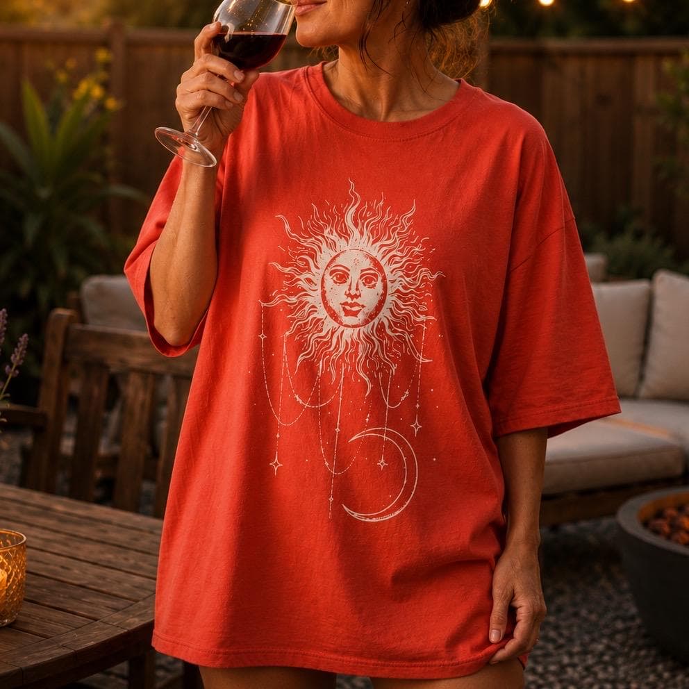 Vintage Celestial Sun & Moon Shirt | Comfort Colors Sun Face Tee