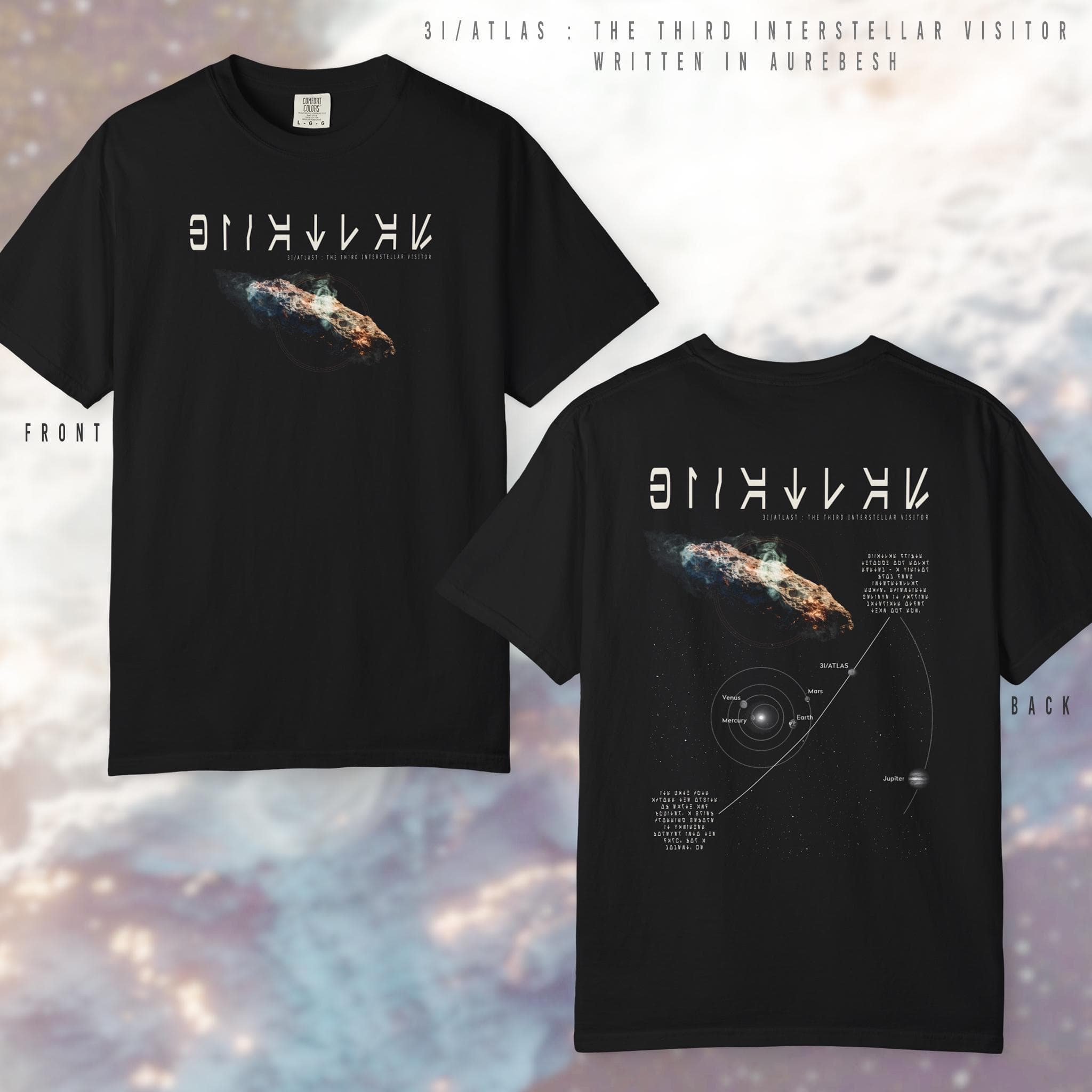 3I/ATLAS Interstellar Visitor T-Shirt | Aurebesh Sci-Fi Space Tee