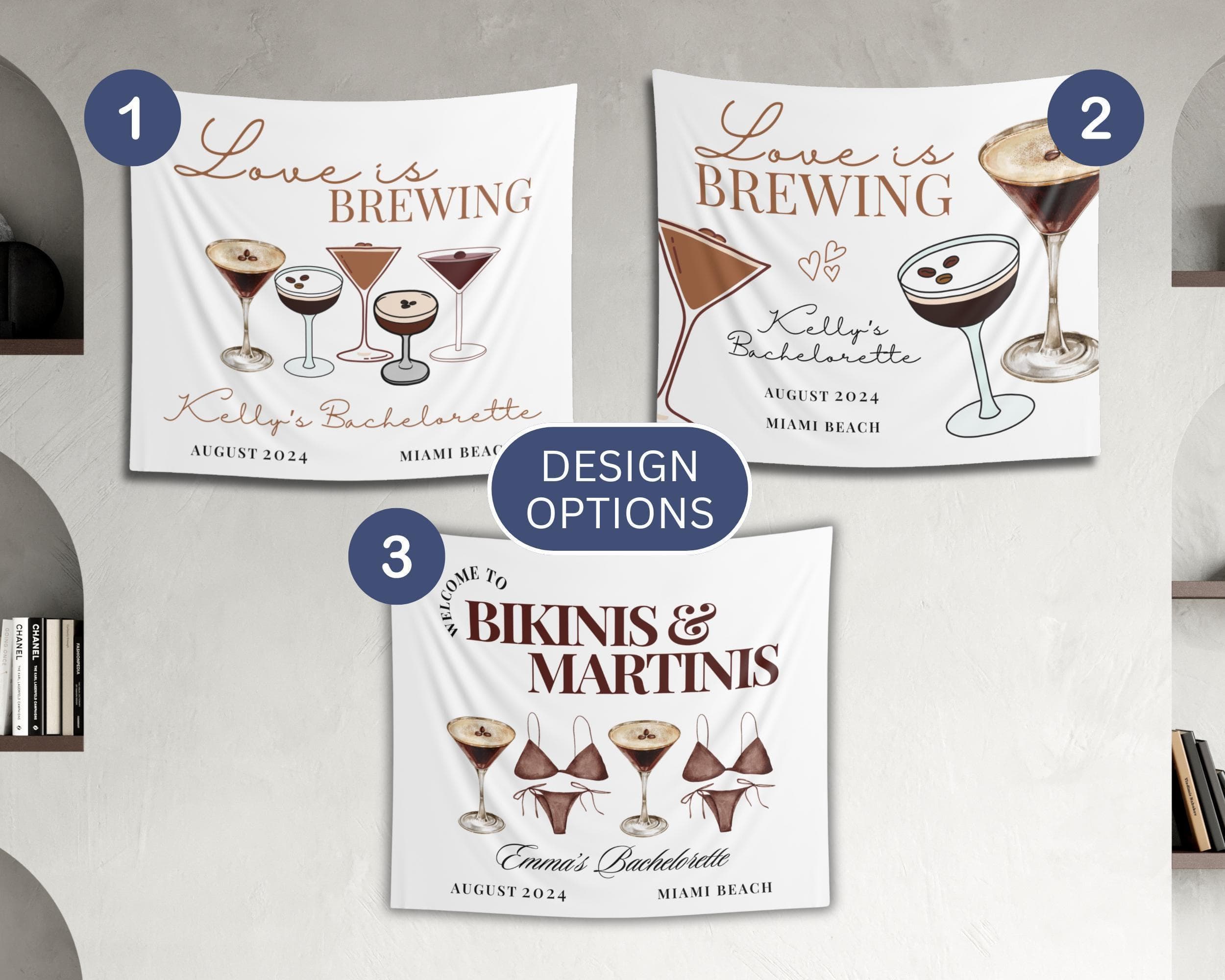 Love Is Brewing Bachelorette Tapestry: Espresso Martini Bridal Shower Decor - image 4