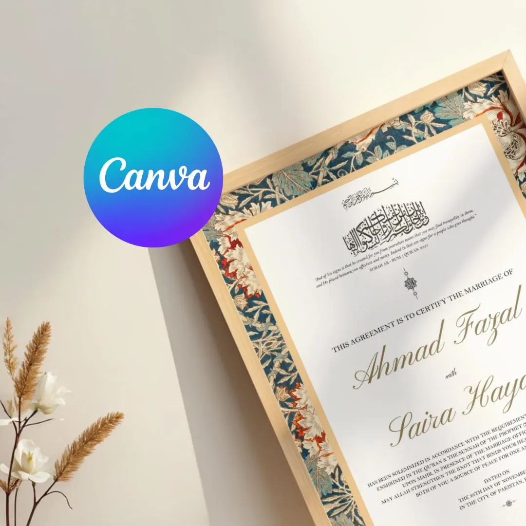Modern Muslim Wedding Invitation, Nikkah, Editable Template (Digital) - image 4