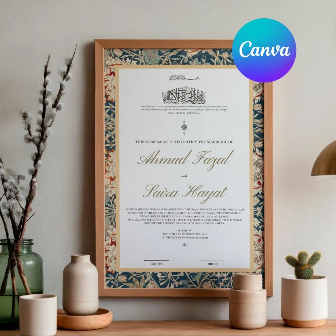 Modern Muslim Wedding Invitation, Nikkah, Editable Template (Digital) - image 5