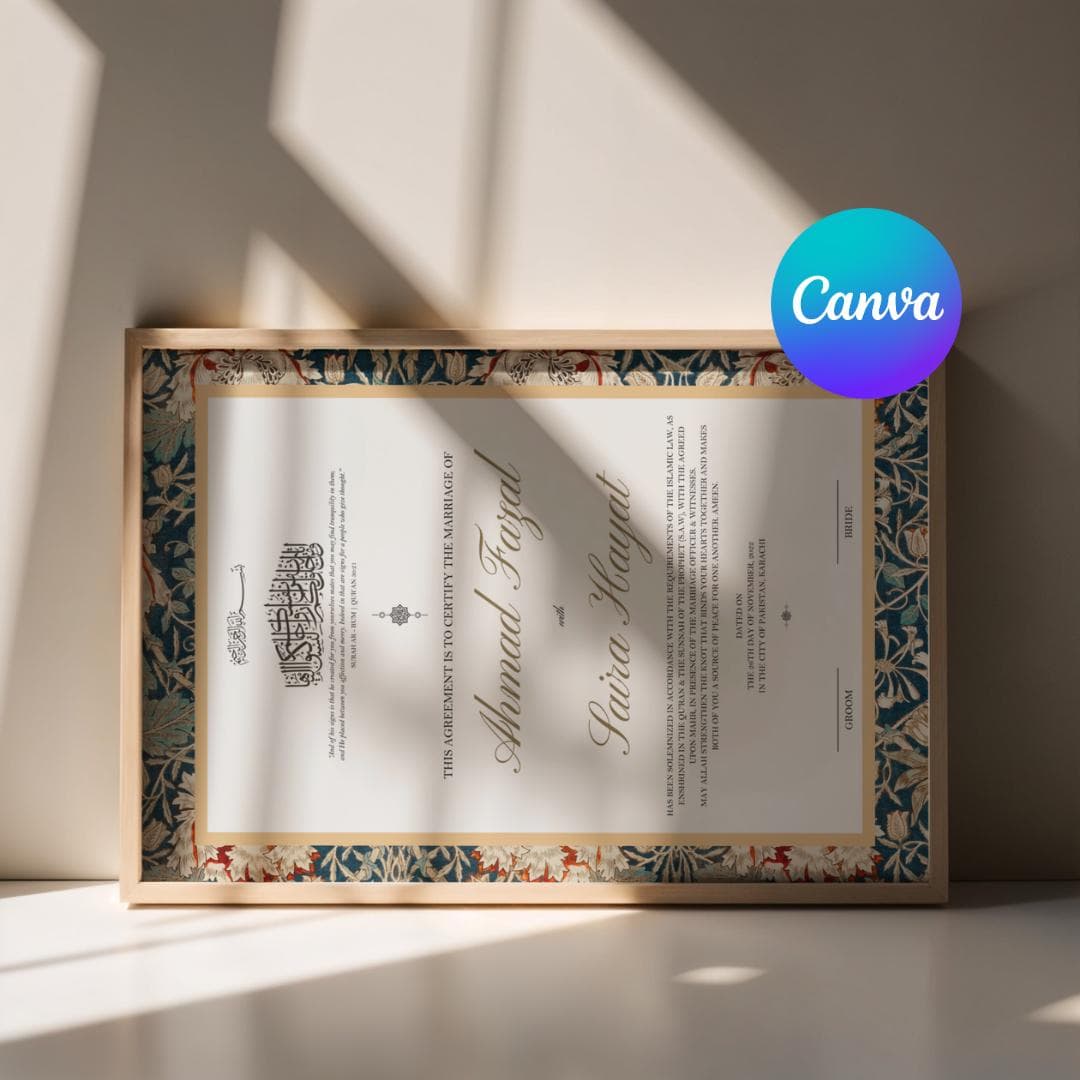 Modern Muslim Wedding Invitation, Nikkah, Editable Template (Digital) - image 3
