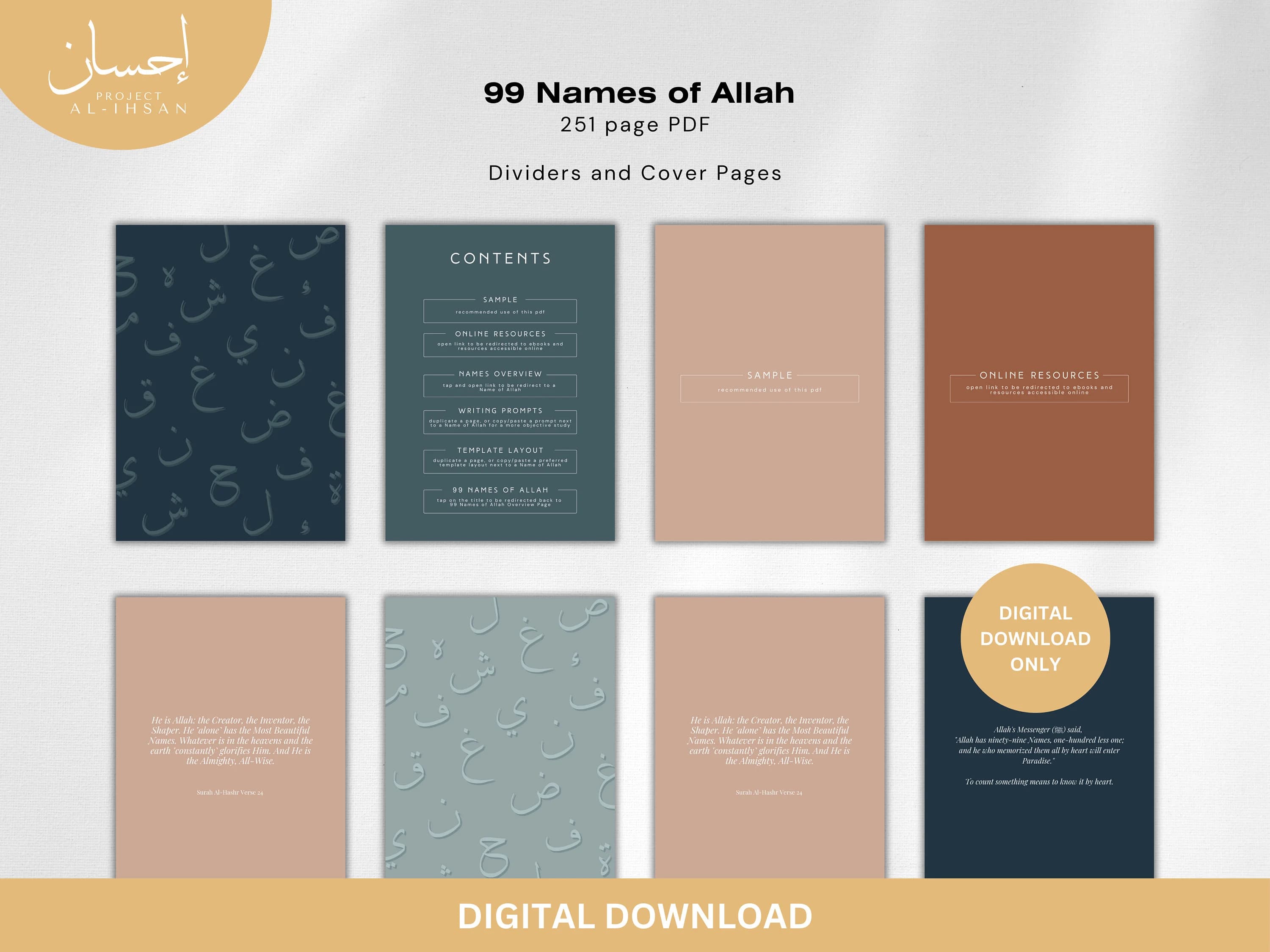 99 Names of Allah Journal Workbook – Islamic Study, Goodnotes, Notability (PDF Download) - image 5