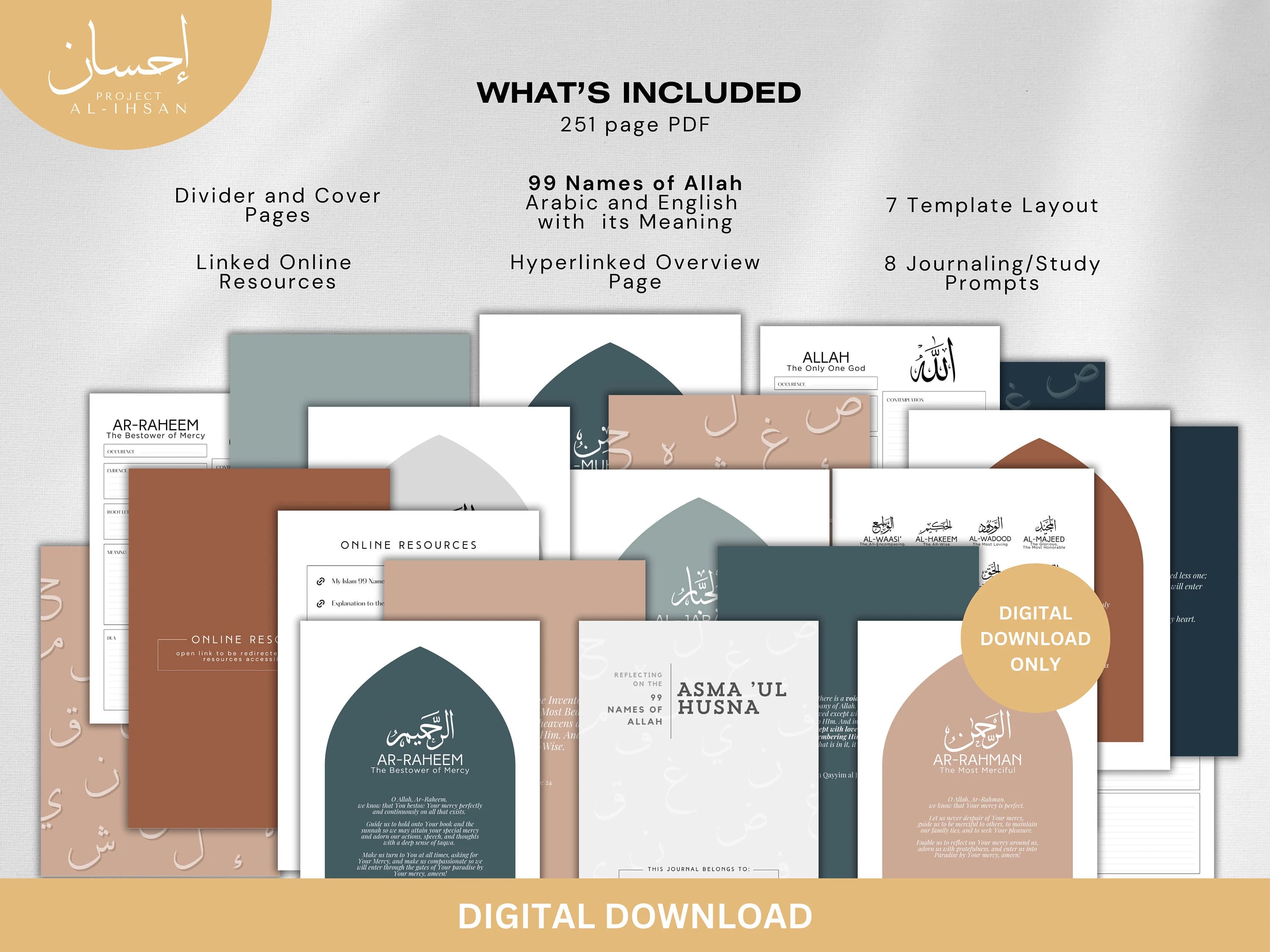 99 Names of Allah Journal Workbook – Islamic Study, Goodnotes, Notability (PDF Download) - image 4