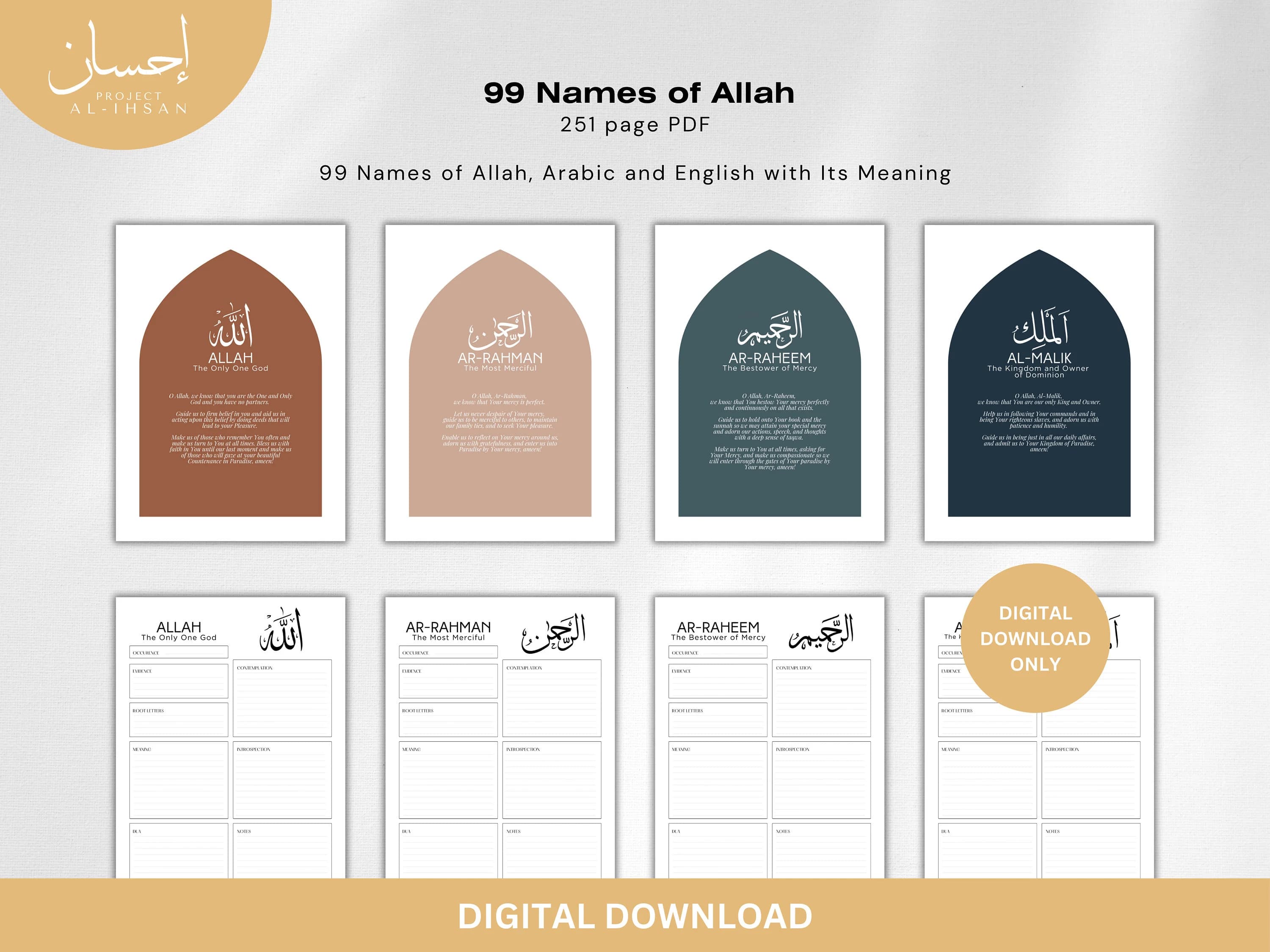 99 Names of Allah Journal Workbook – Islamic Study, Goodnotes, Notability (PDF Download) - image 3