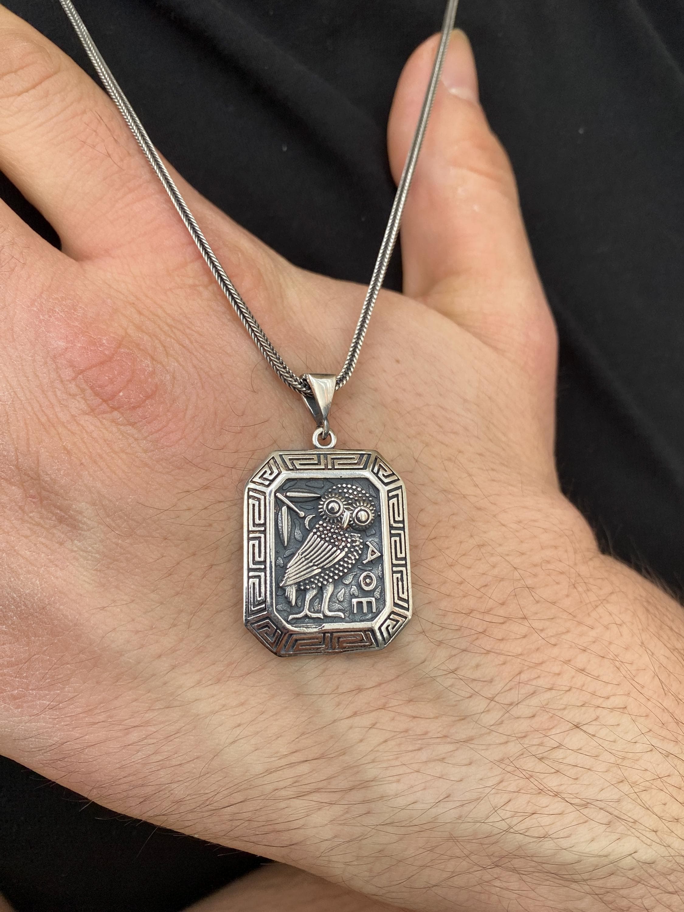 Sterling Silver Owl Pendant Necklace, Personalized Mythology Wisdom Charm, Unisex Animal Necklace