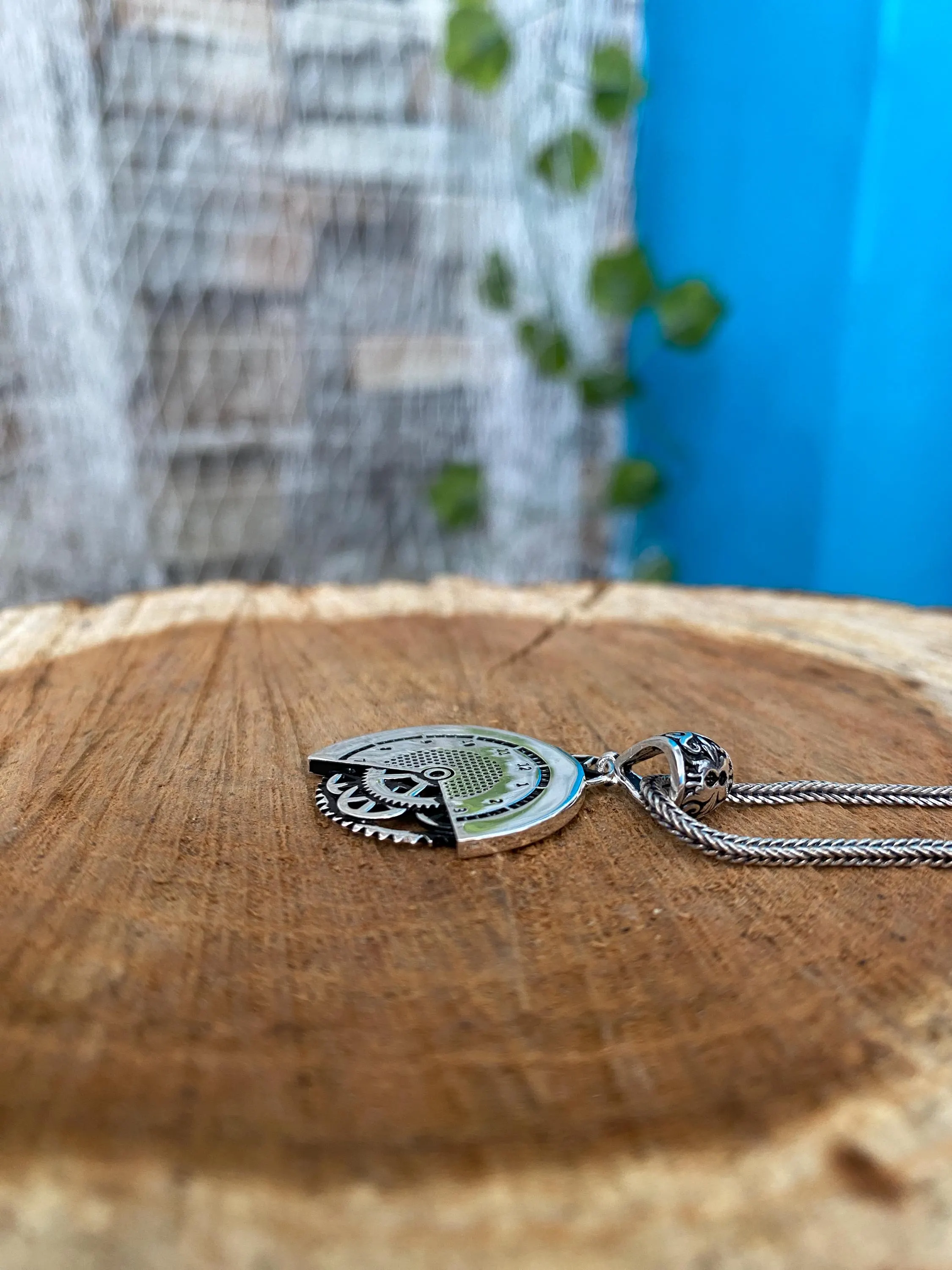 Sterling Silver Steampunk Watch Movement Necklace, Clockwork Gear Pendant, Oxidized Industrial Unisex Jewelry - image 5