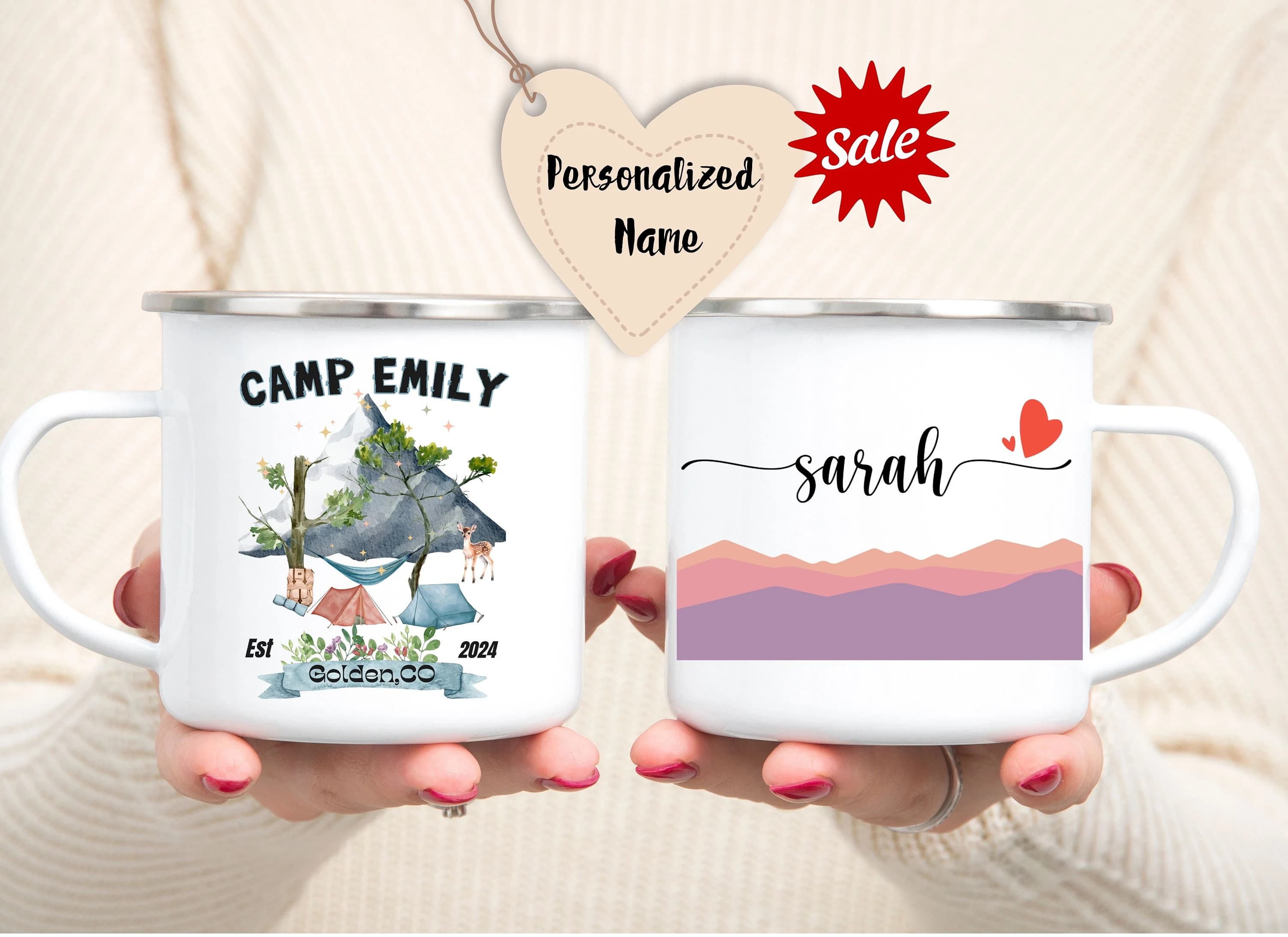Camp Bachelorette Party Gift for Bridesmaids Personalized Enamel Camping Mug, Custom Lake Bachelorette Mug Camping Hiking Bachelorette Mug - image 4