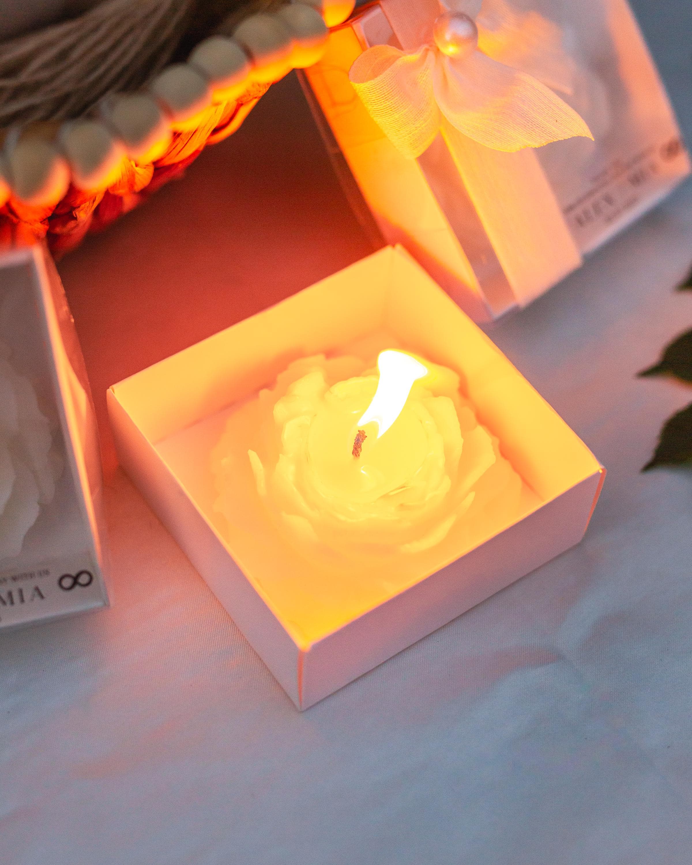 Handcrafted peony design candle keepsake for weddings