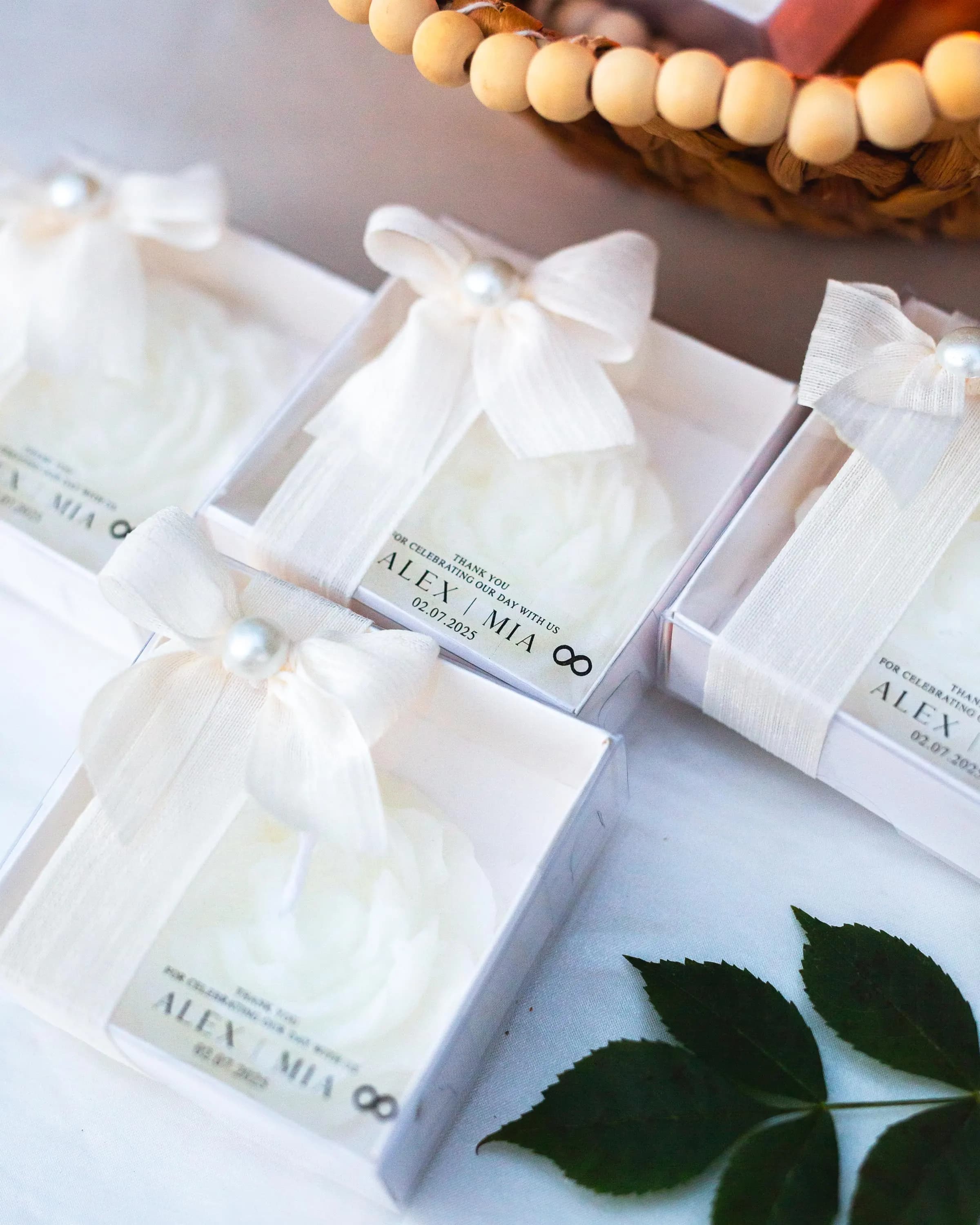 Bridal shower candle favor personalized for guests