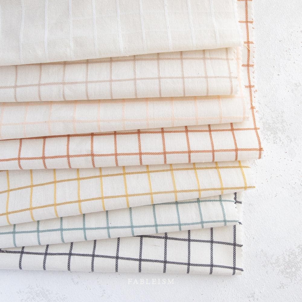 Trellis Wovens in PEACHY - Fableism Supply Co | 100% Cotton Yarn Dyed Woven, Modern Plaid, Check, Windowpane Fabric - image 5