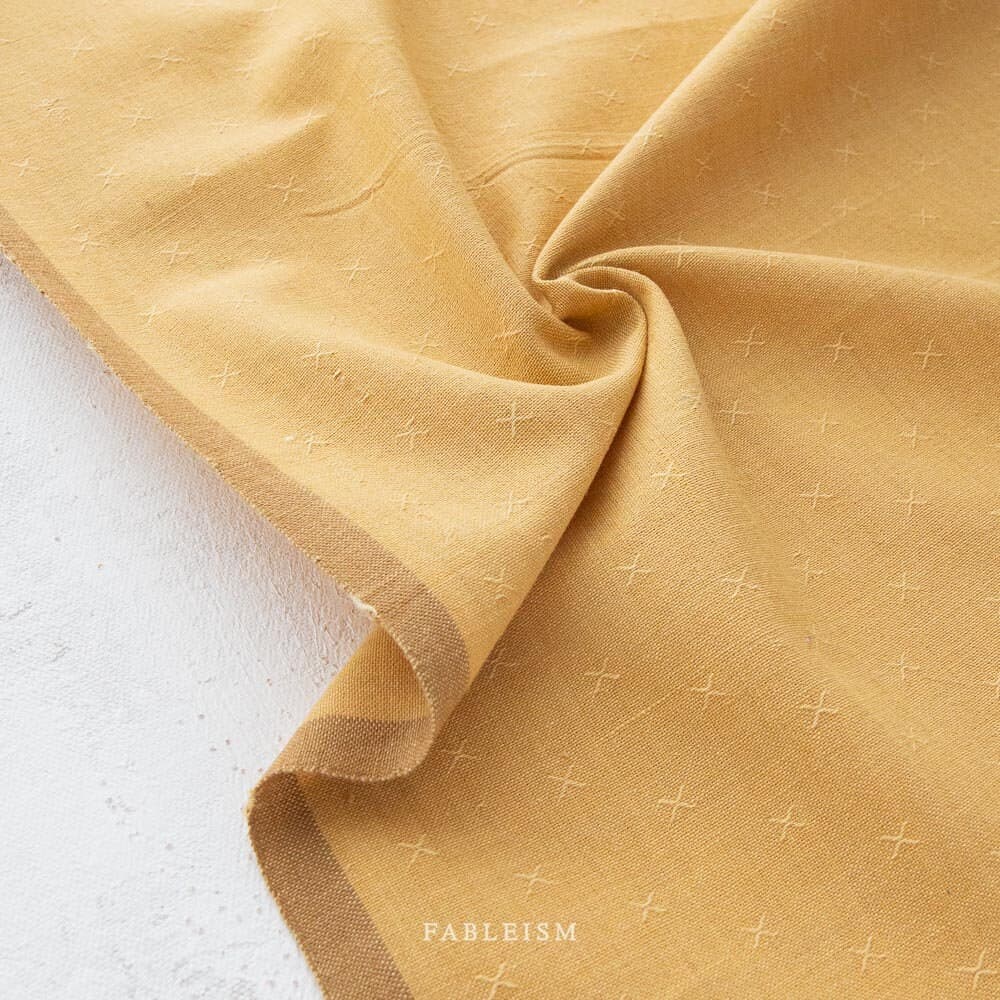 CHAMOMILE - Sprout Wovens | Fableism Supply Co - yarn-dyed cotton woven fabric, cross stitch, pale yellow/butter - image 3