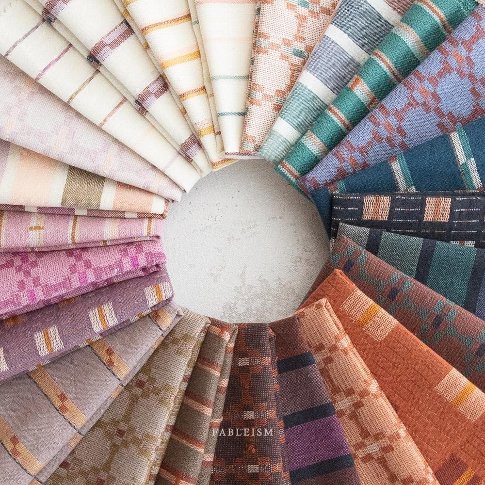Wings in DARK FUCHSIA - Monarch Grove | Fableism Supply Co, yarn-dyed woven fabric, stripe, cream pink/purple/orange/tan - image 5