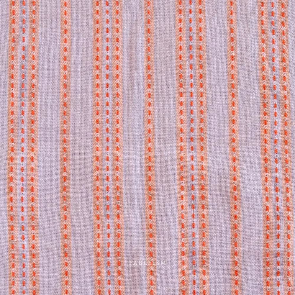 Stitch Stripe in LAVENDER - Lucky Loom | Fableism Supply Co - yarn-dyed woven fabric, stripe, reversible, pale lilac/pink/purple, blender - image 4