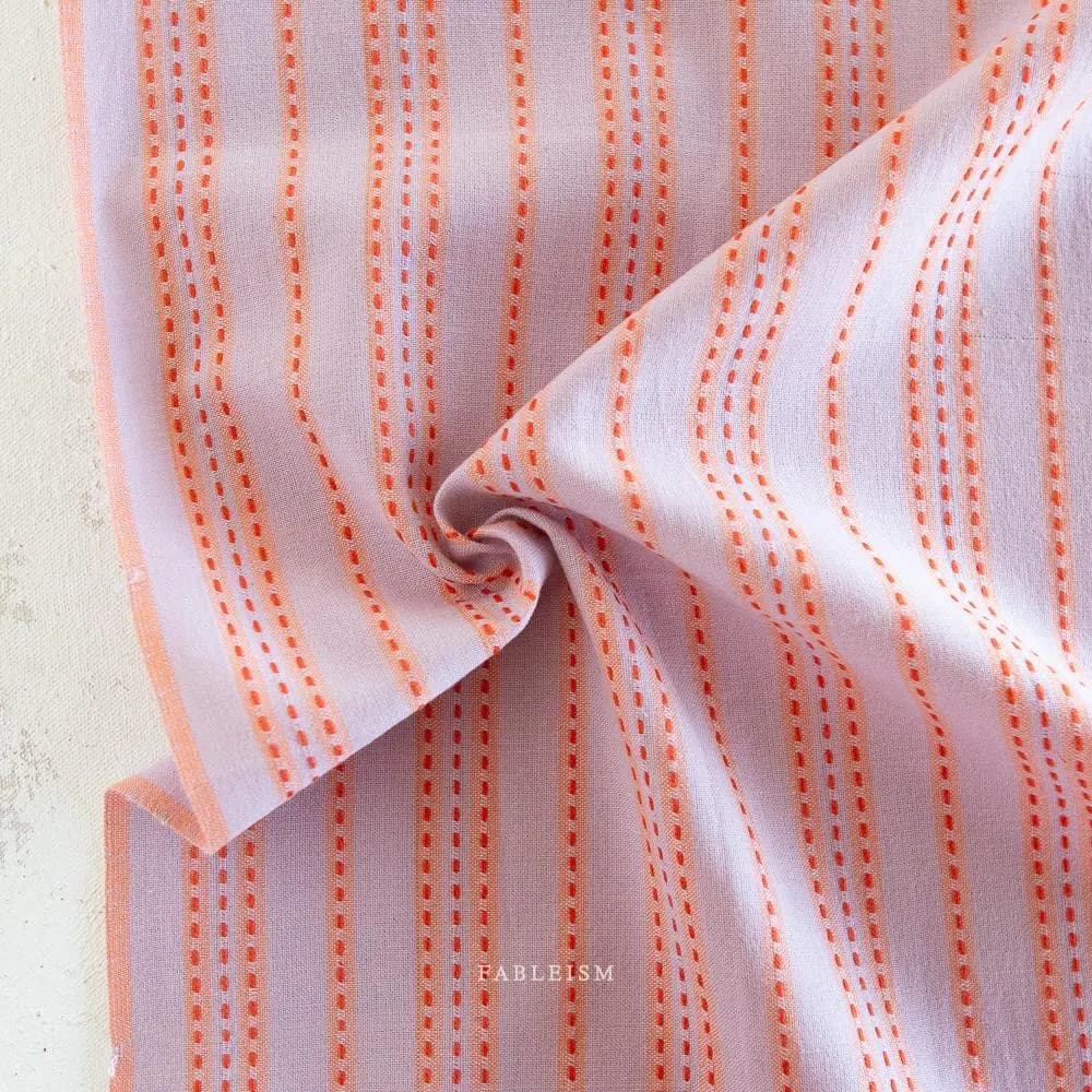 Stitch Stripe in LAVENDER - Lucky Loom | Fableism Supply Co - yarn-dyed woven fabric, stripe, reversible, pale lilac/pink/purple, blender