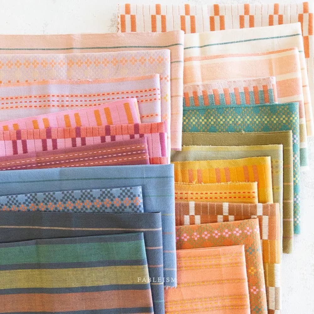 Mosaic in AMARETTO - Lucky Loom | Fableism Supply Co - yarn-dyed woven fabric, stripe, gold/caramel/tan/rainbow, blender - image 4