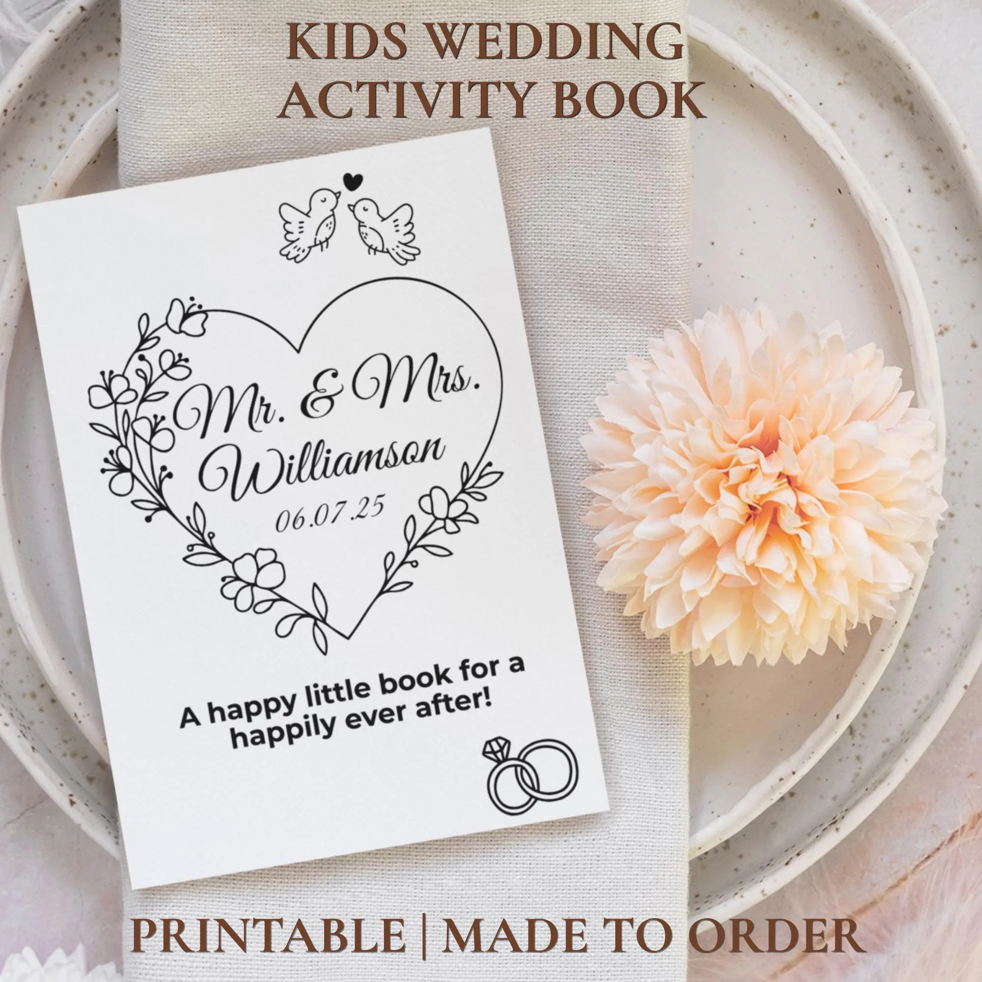 Kid Wedding Activity Book Printable Flower Girl Ring Bearer Gift Children Wedding Coloring Book Reception Table Activity Kid Wedding Favor
