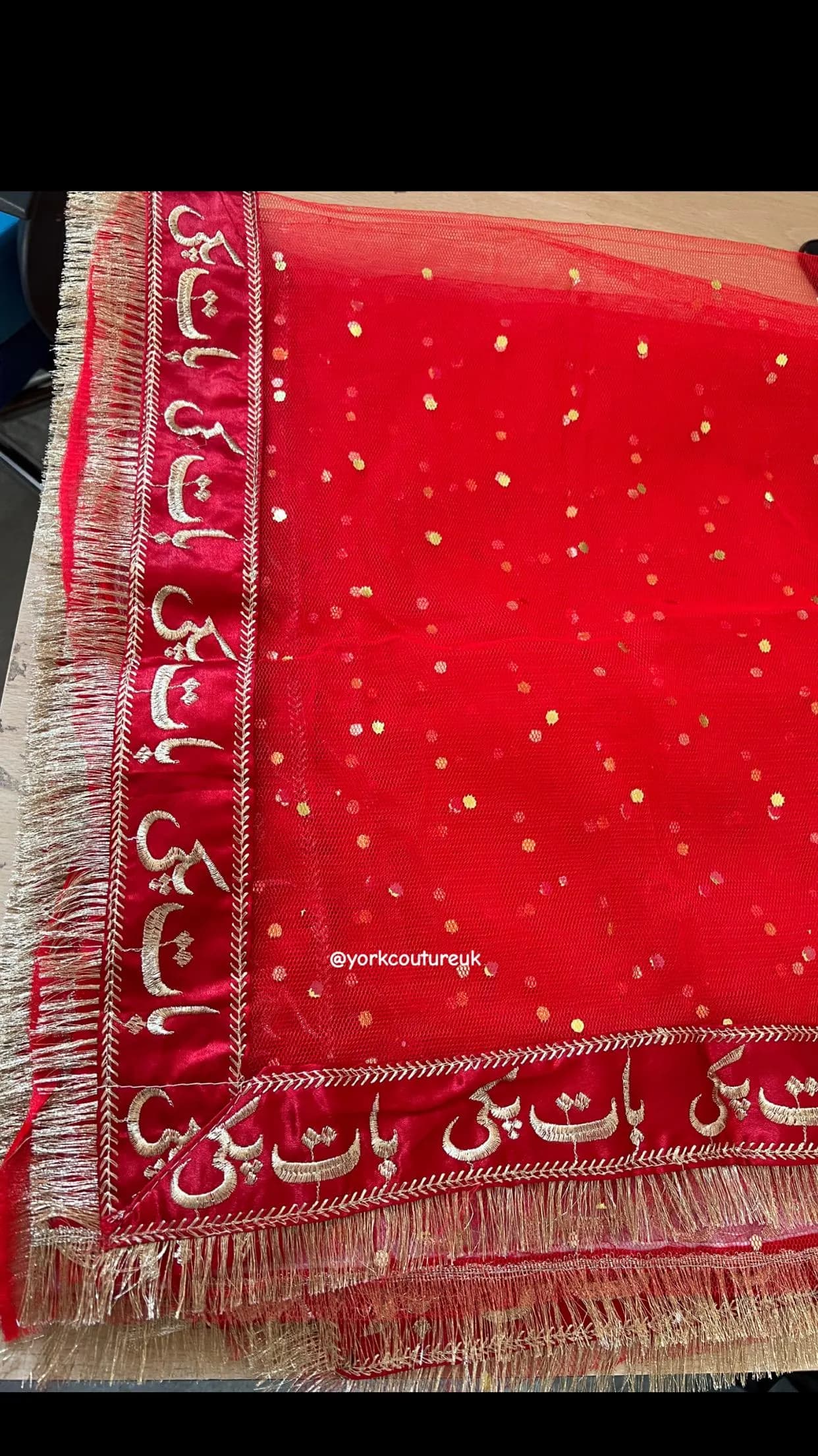 Baat pakki Red dupatta scarf veil Wedding dupatta Shaadi Engagement Bridal to be Dupatta for Entrance and Rukhsati - image 5