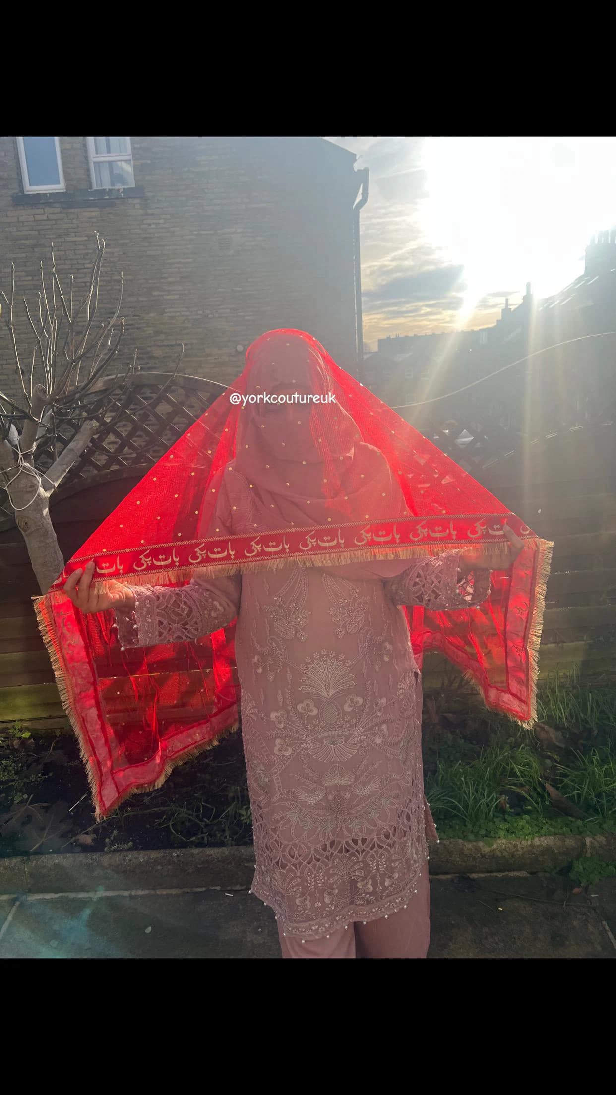 Baat pakki Red dupatta scarf veil Wedding dupatta Shaadi Engagement Bridal to be Dupatta for Entrance and Rukhsati - image 4