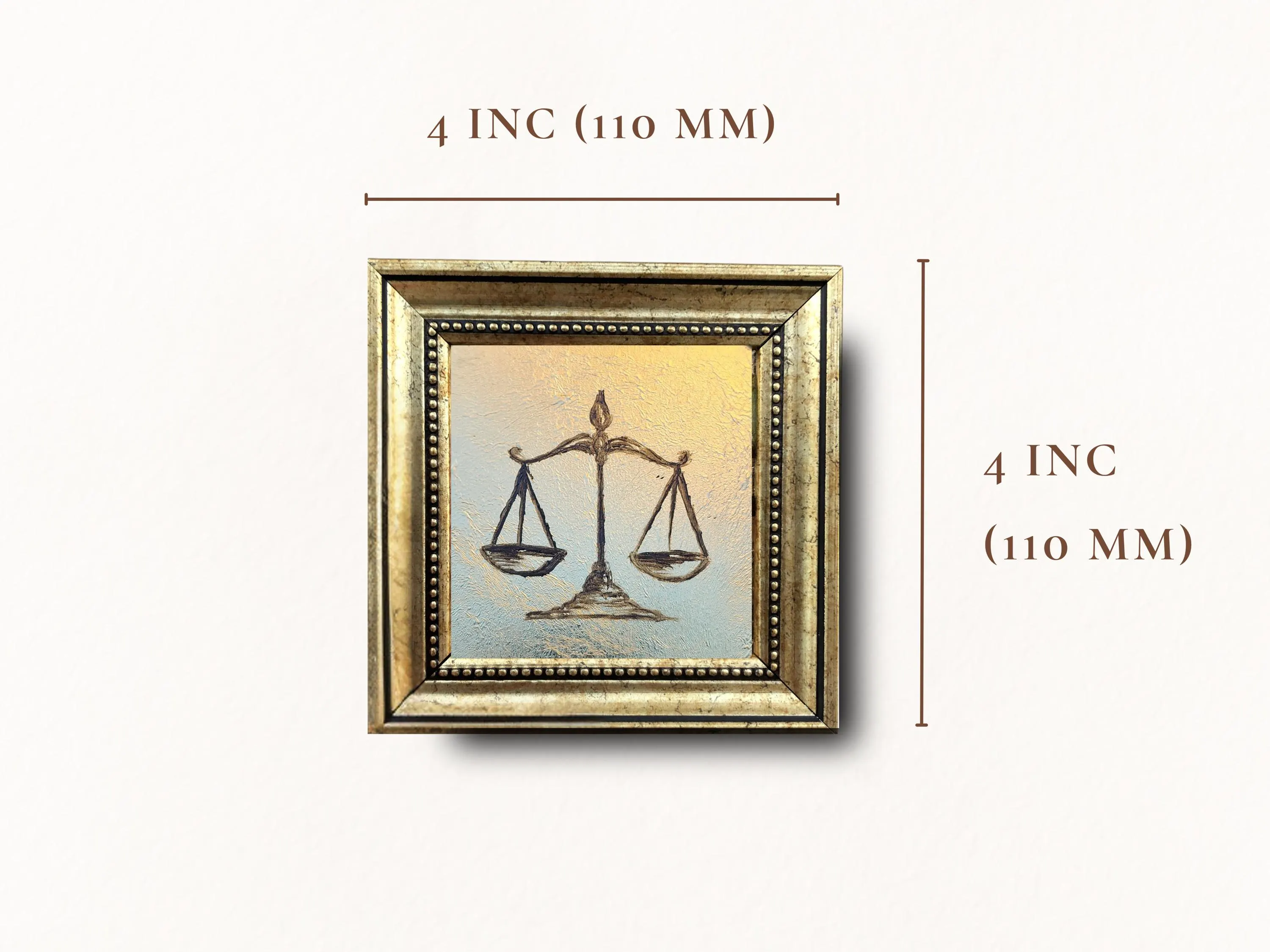 Libra Zodiac Scale Oil Painting, Mini Zodiac Wall Art - image 3