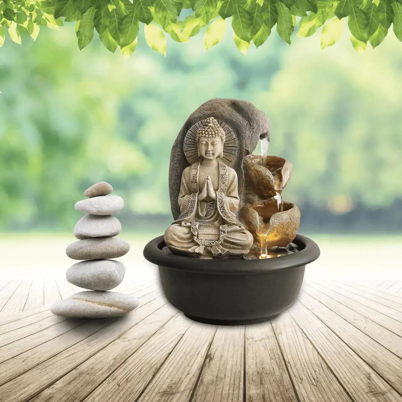 Desktop Fountain with LED Light – Relaxing Zen Decor - image 3