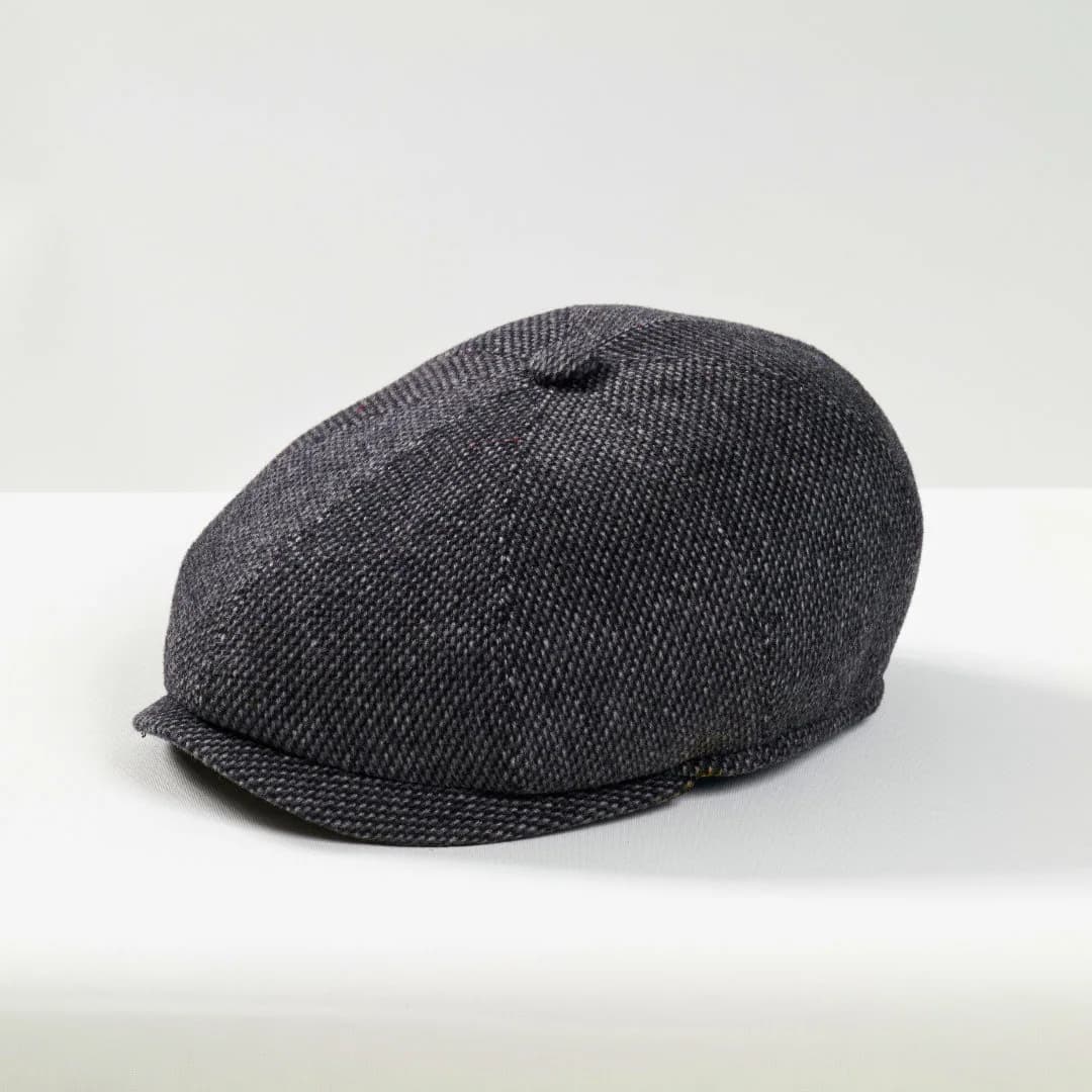 Gray Tweed Wool Newsboy Cap: Handmade Vintage Gatsby Hat, Cap, - image 4