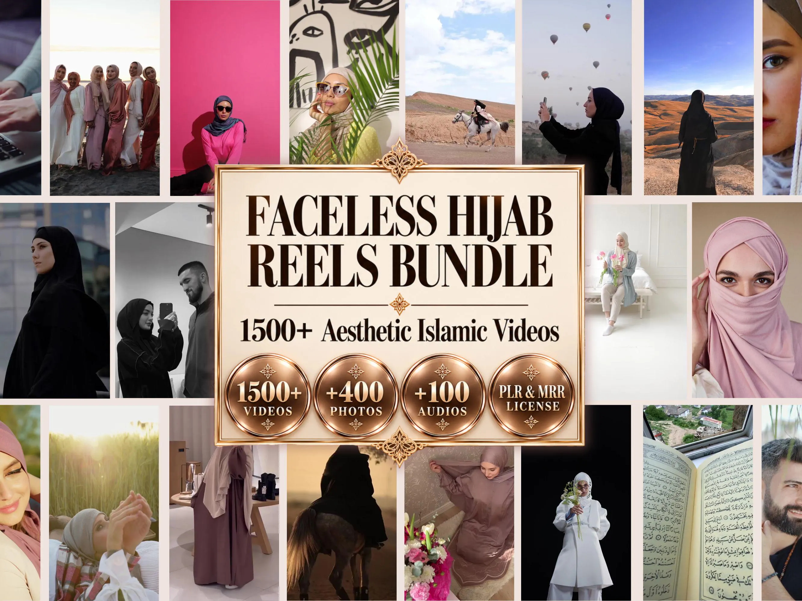 Faceless Hijab Reels Bundle, 1500+ Islamic Faceless Videos, Aesthetic Muslimah Stock Video, Halal Instagram Reels PLR MRR, Modest Pack