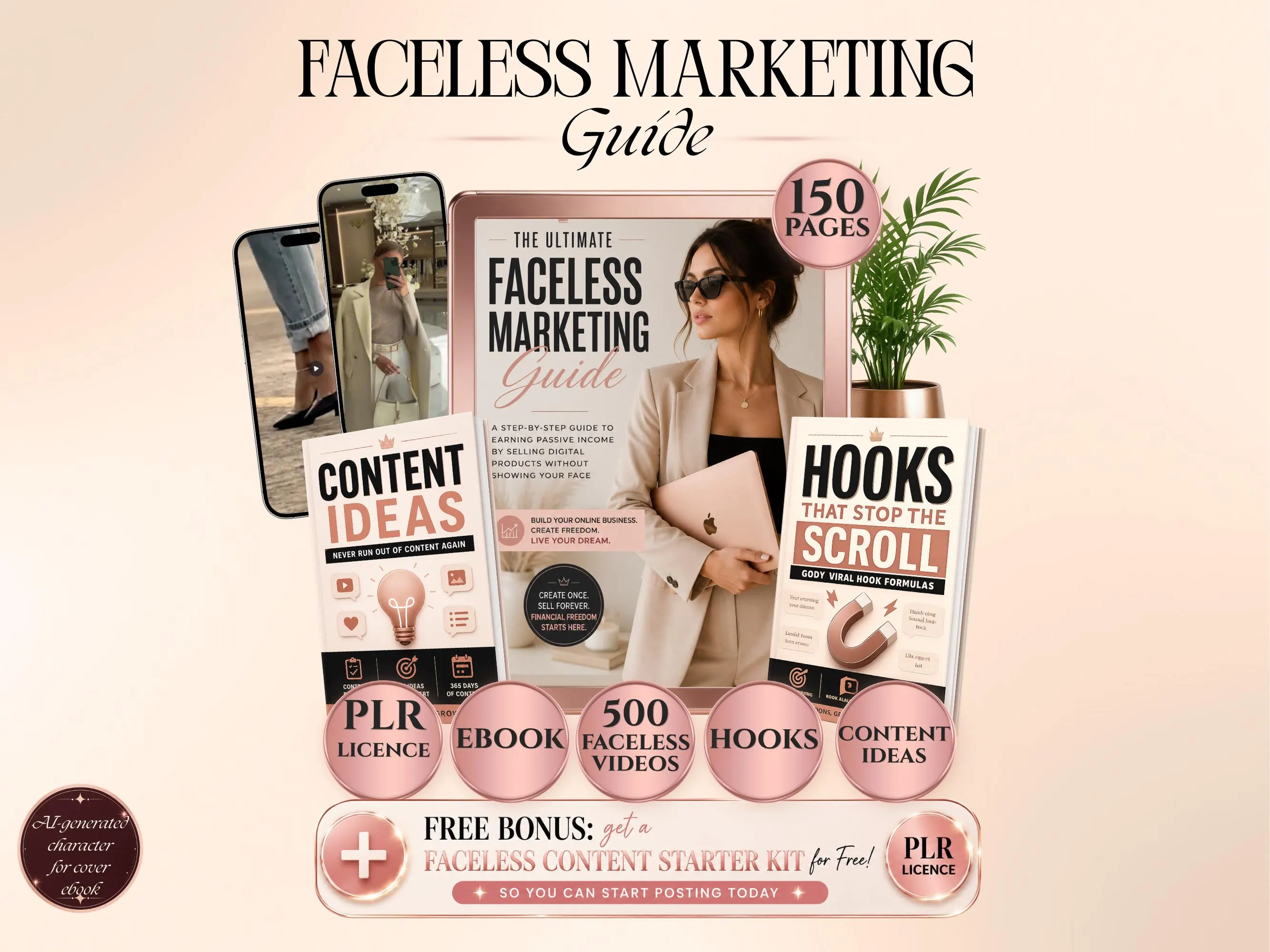 Faceless marketing guide PLR, digital marketing ebook for sell digital products, dfy digital products with PLR,Faceless accounts IG strategy