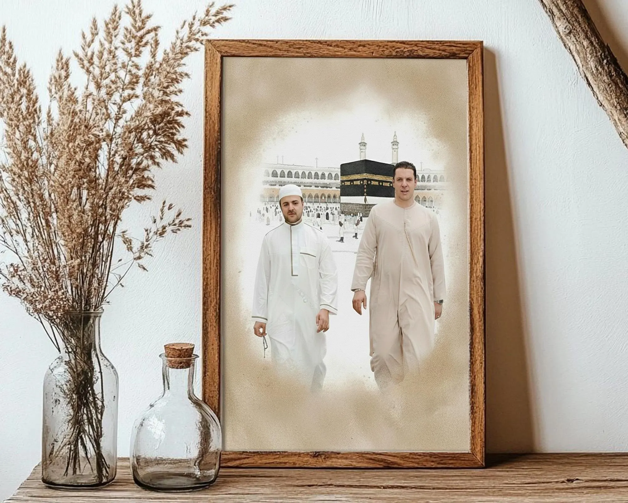 Personalized Islamic Photo Edit with Kaaba, Custom Sisters Picture Combination for Friends, Unique Siblings Muslim Gift Art - image 5