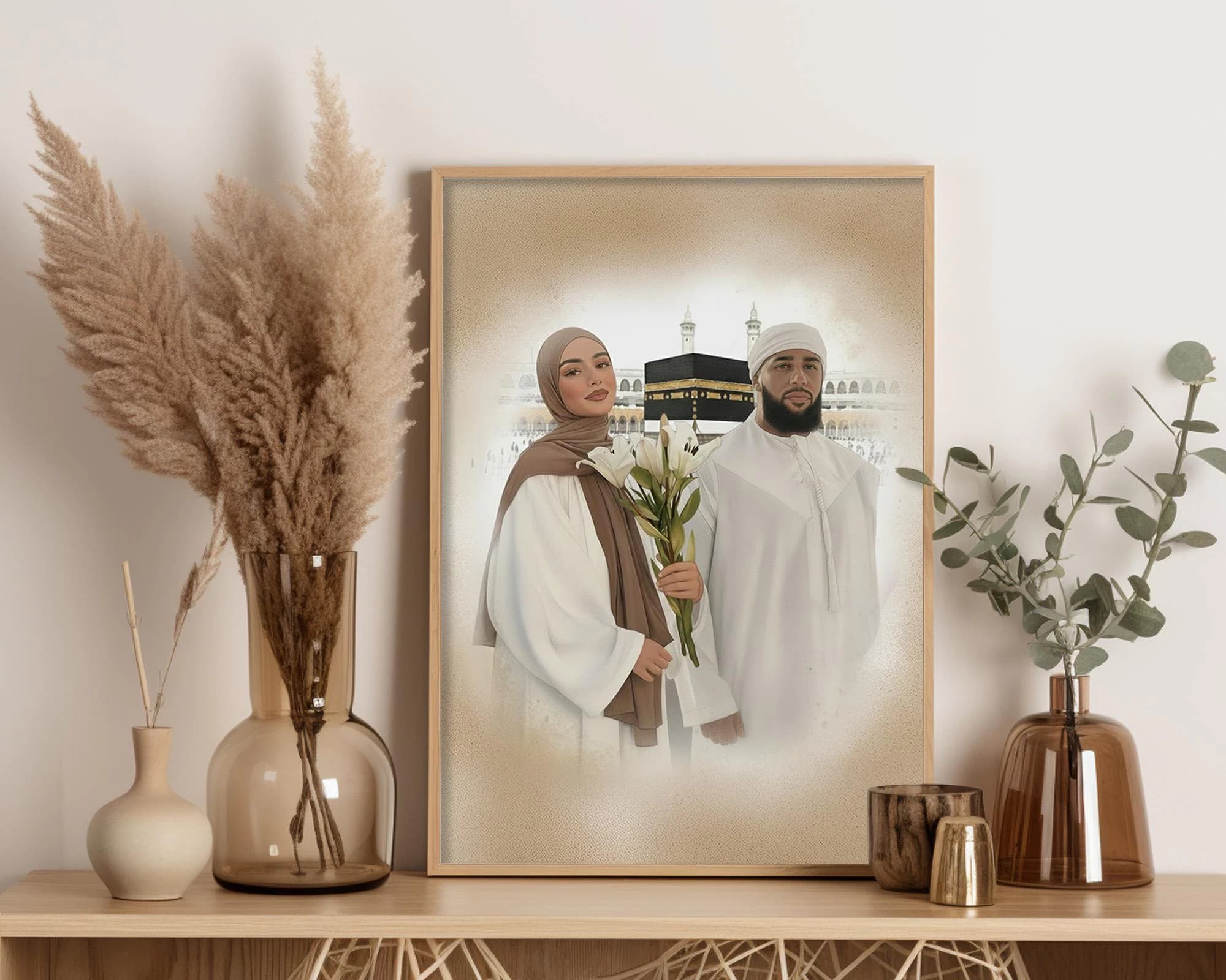 Personalized Islamic Photo Edit with Kaaba, Custom Sisters Picture Combination for Friends, Unique Siblings Muslim Gift Art - image 4