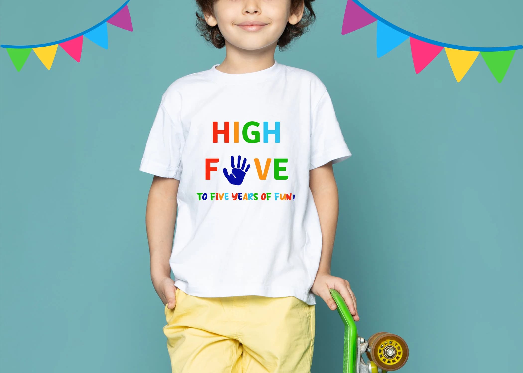 Boys 5th Birthday Shirt, High Five its my birthday tshirt - image 4