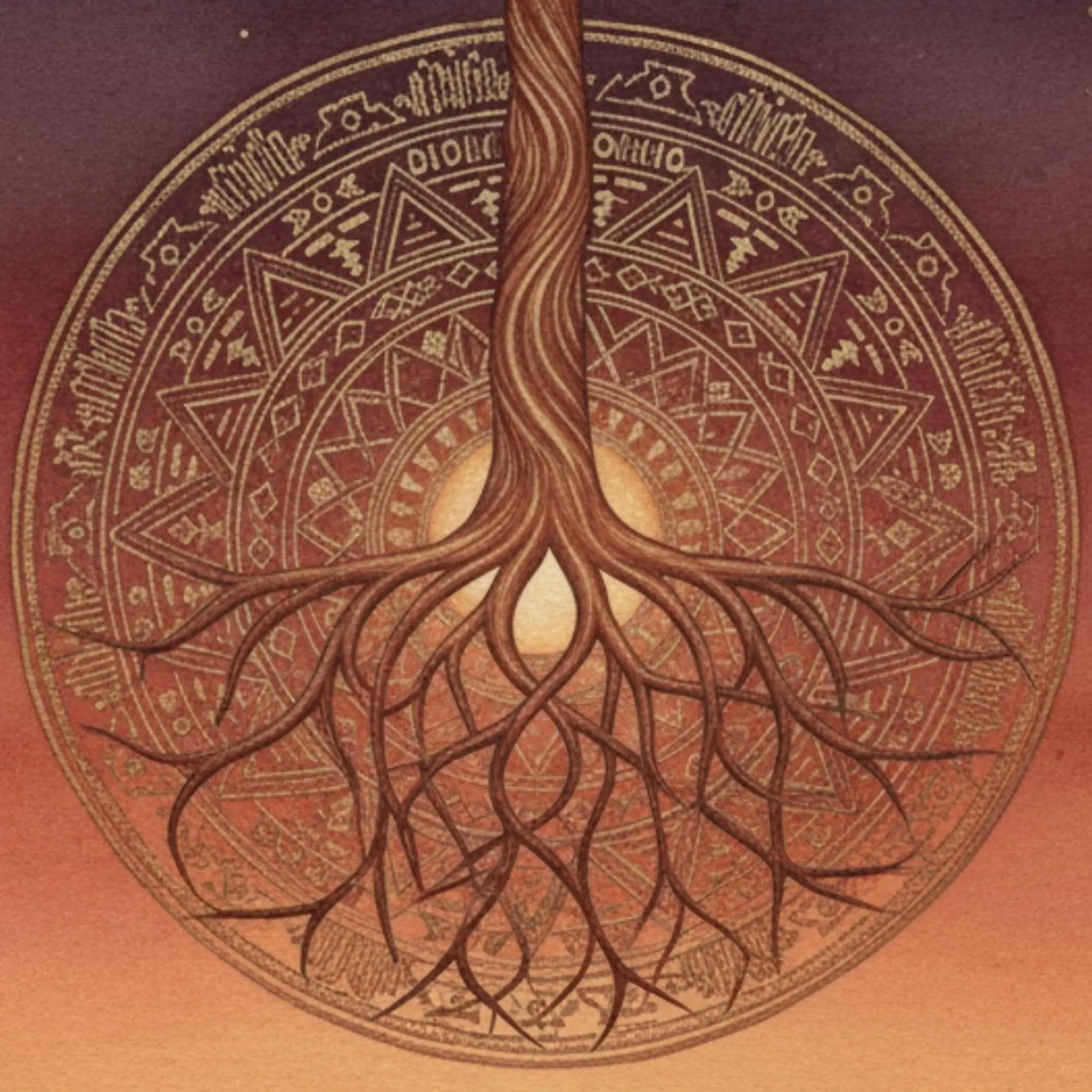 Sunset-toned tree of life watercolor wall decor.
Moon and mandala roots spiritual printable artwork.
