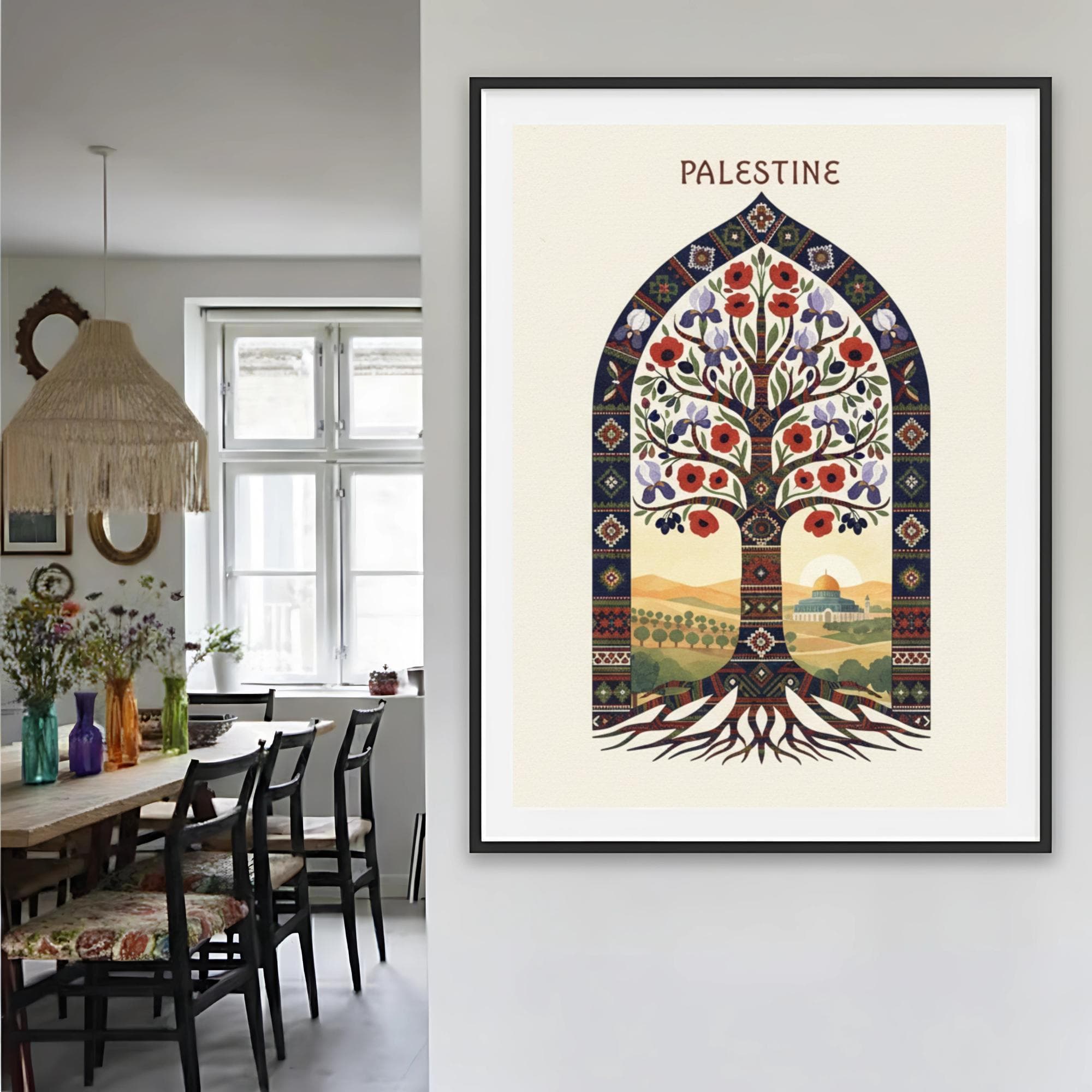 Palestine Floral Arch Art Set, Middle Eastern Cultural Print, Arabic Heritage Decor (Instant Download) - image 3