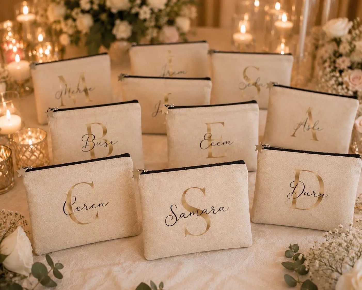 Personalized Bridesmaid Gift Clutch Bag, Custom Bridal Shower Favor Bag for Guests, Raw Linen Name Makeup Bag, Bridesmaid Proposal Gift - image 4