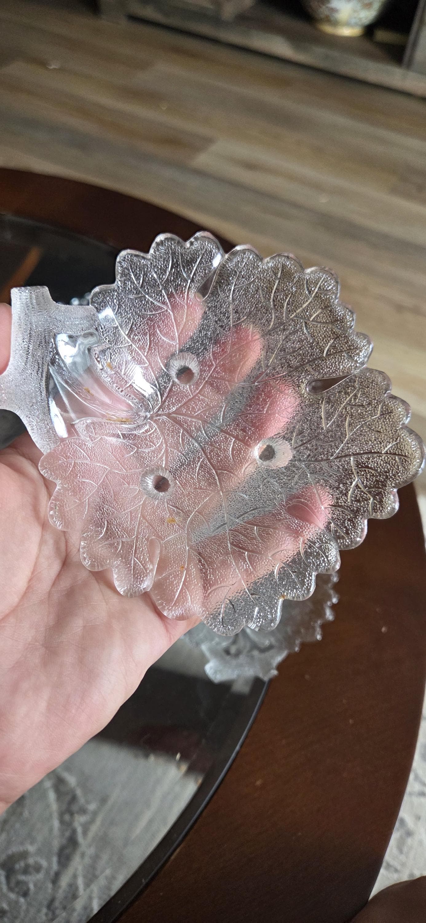 Set Of 6 5" Gillinder Maple Leaf 3 Toed Sauce Dishes, Vintage Clear Pressed Glass Leaf-shaped Dishes ,Christmas Gifts, Christmas Dish - image 5