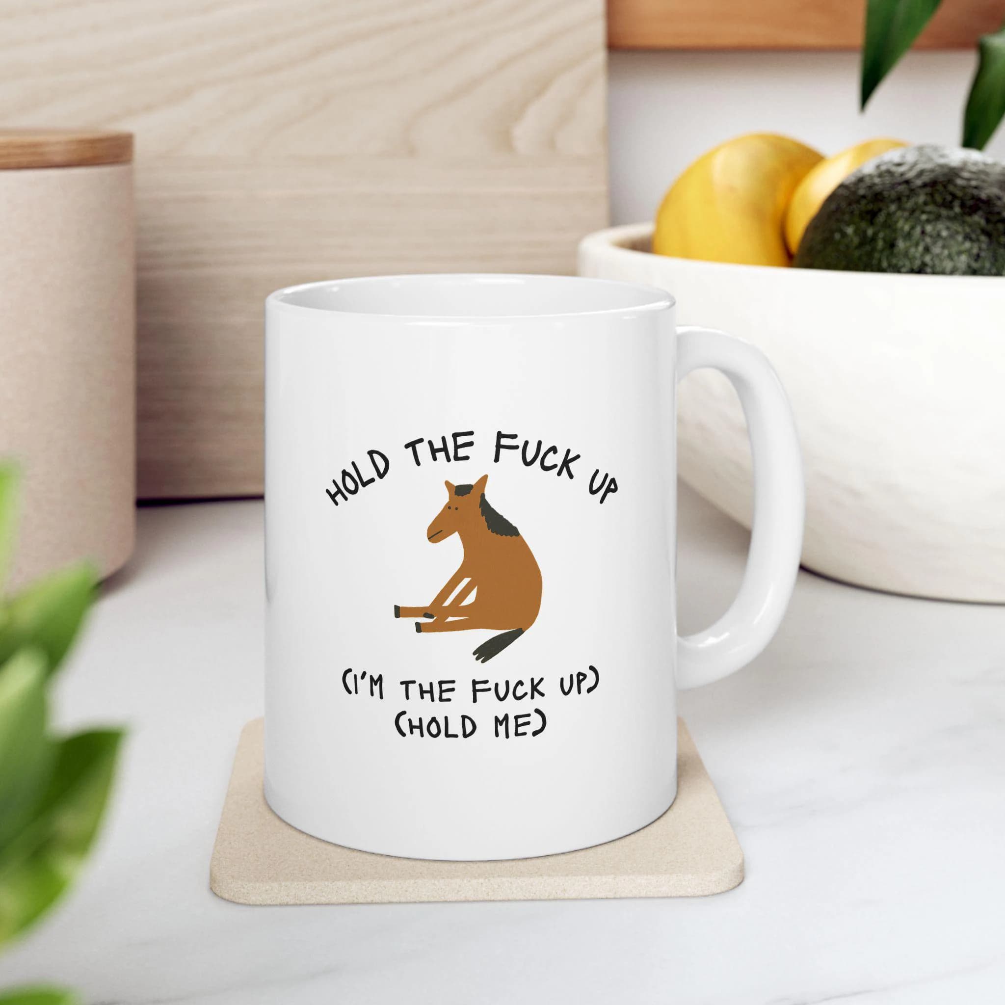 Fuck up Mug Novelty Sarcastic Humor Funny Mug Gift Ironic Cursed Meme Ceramic Coffee Cup Work Office Mug