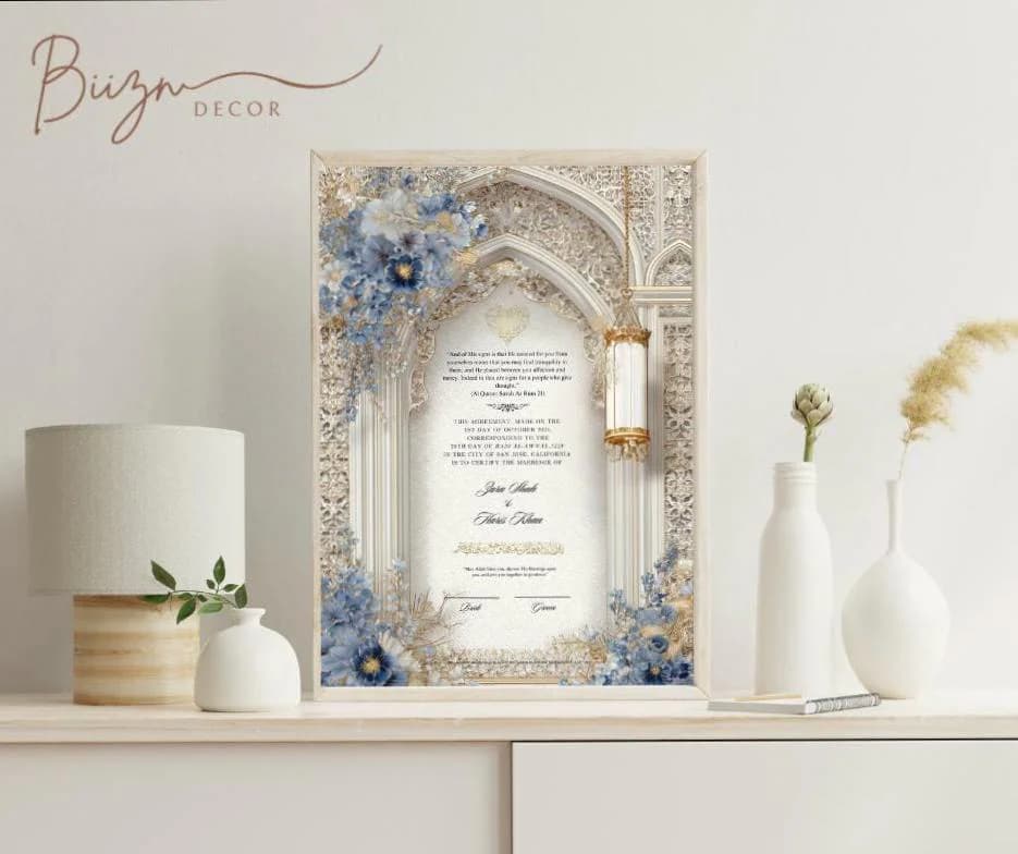 Custom Nikkah Certificate: Elegant Muslim Wedding Keepsake (Digital Download, Editable in Canva)