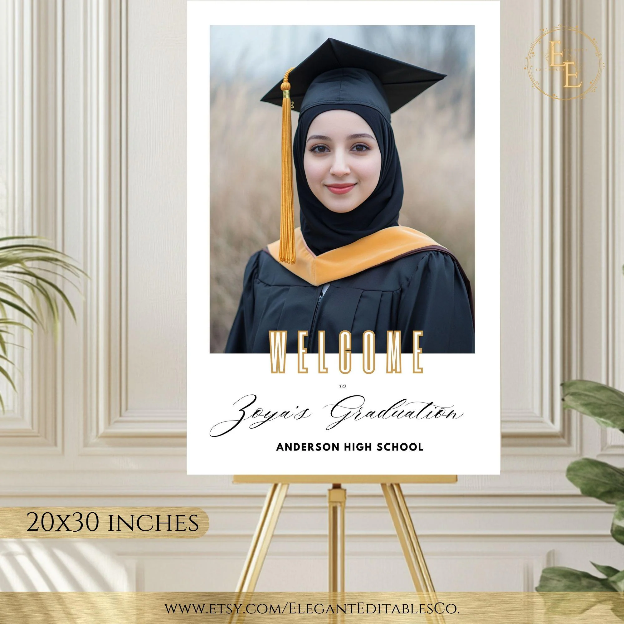 Graduation Party Welcome Sign: Modern Editable Template (20x30) (Instant Download)