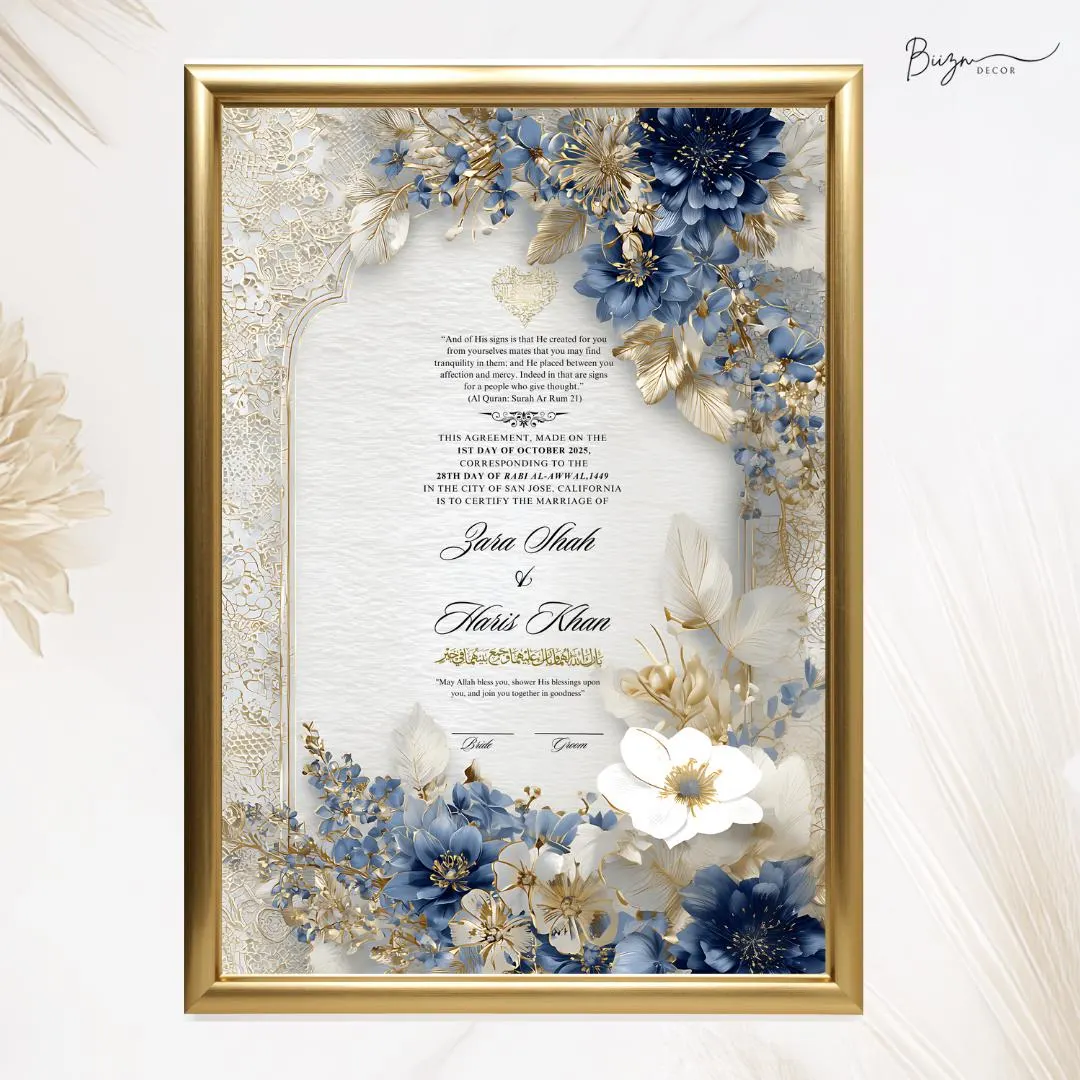 Personalized Nikkah Certificate: Islamic Wedding Contract, Editable in Canva (Digital Download A4/A3)