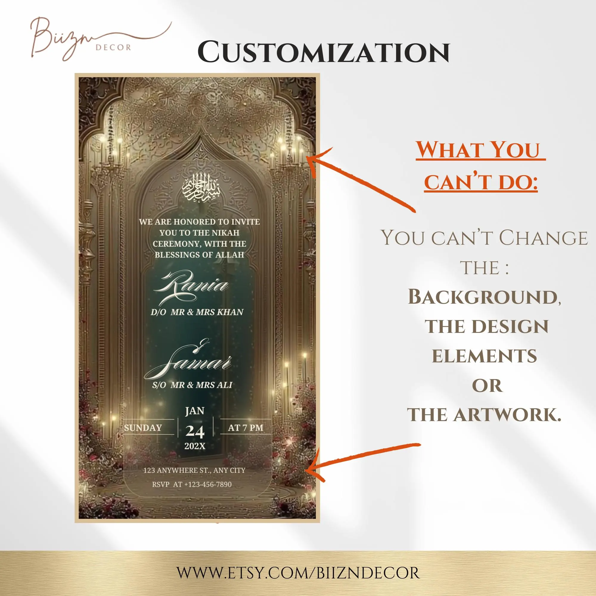 Emerald Green Nikkah Invitation: Copper Islamic Wedding Video (Digital Download) - image 5