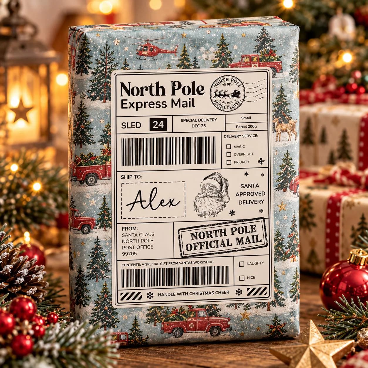 Personalised North Pole Christmas Postage Label, Santa Approved Delivery Sticker, Special Delivery Gift, Christmas Eve Box Kids - image 5