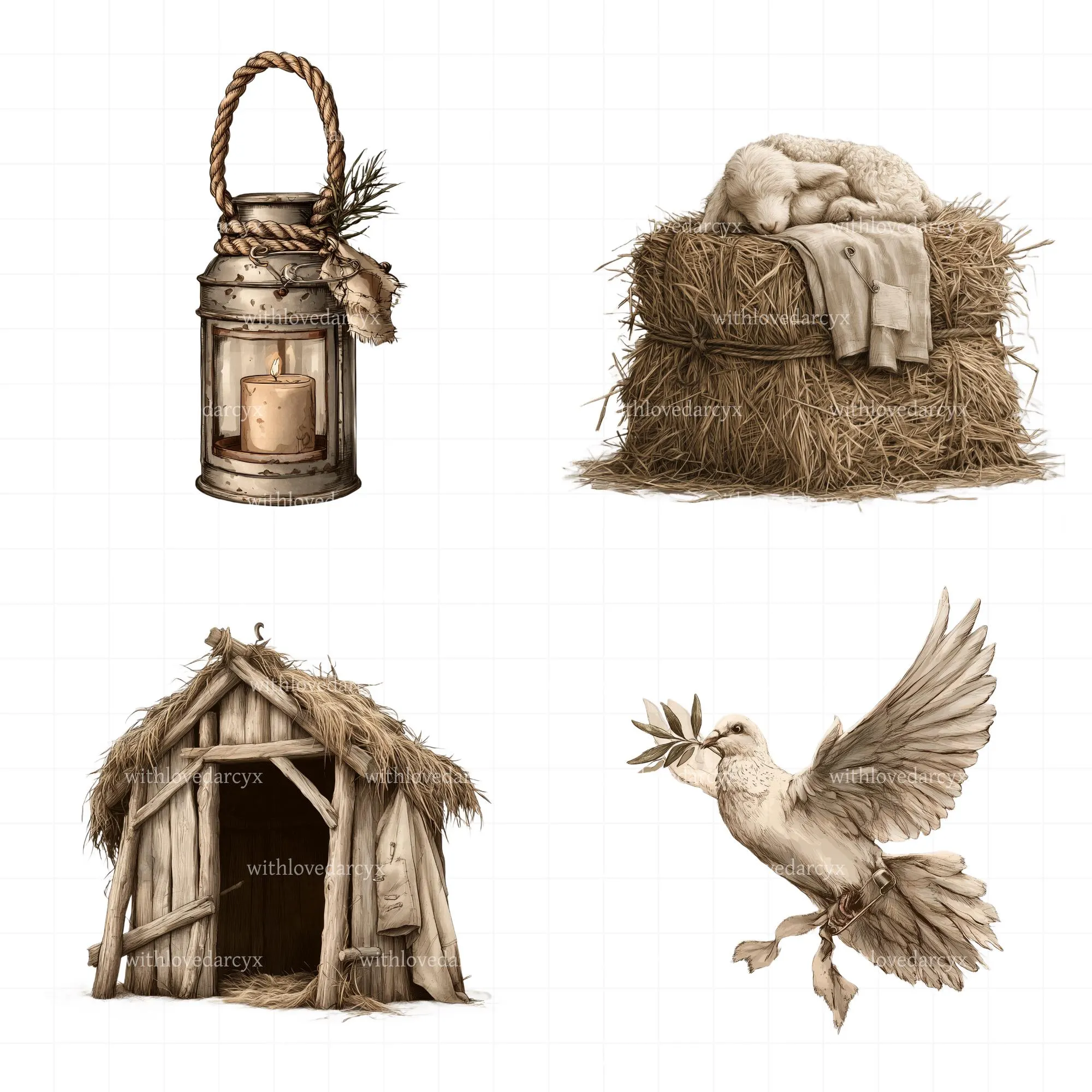 Christmas Nativity Clipart PNG, 20 Whimsical Christmas Gnome Gonk Bundle, Rustic Vintage Holiday Designs, Card Making, Sublimation - image 4