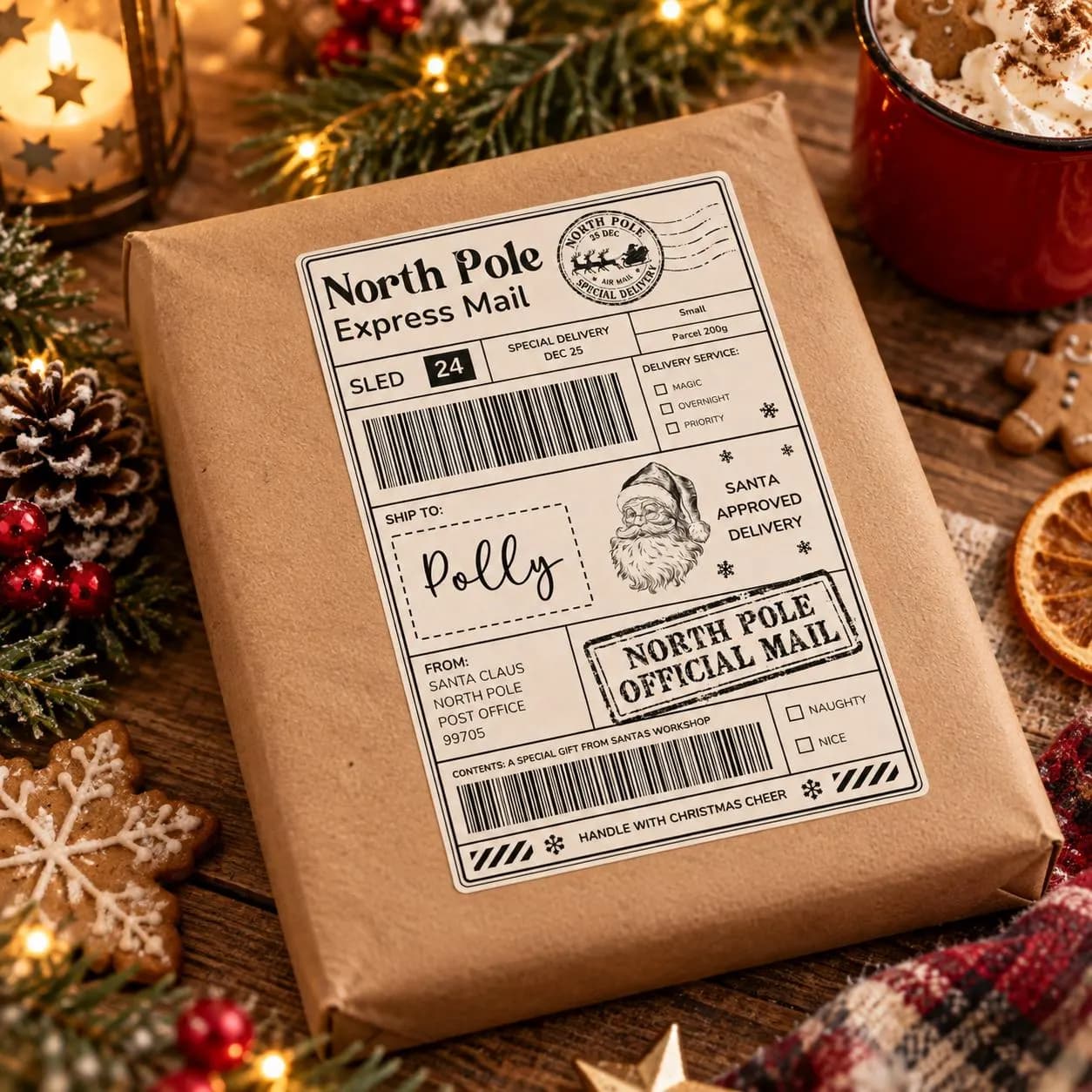 Personalised North Pole Christmas Postage Label, Santa Approved Delivery Sticker, Special Delivery Gift, Christmas Eve Box Kids - image 4