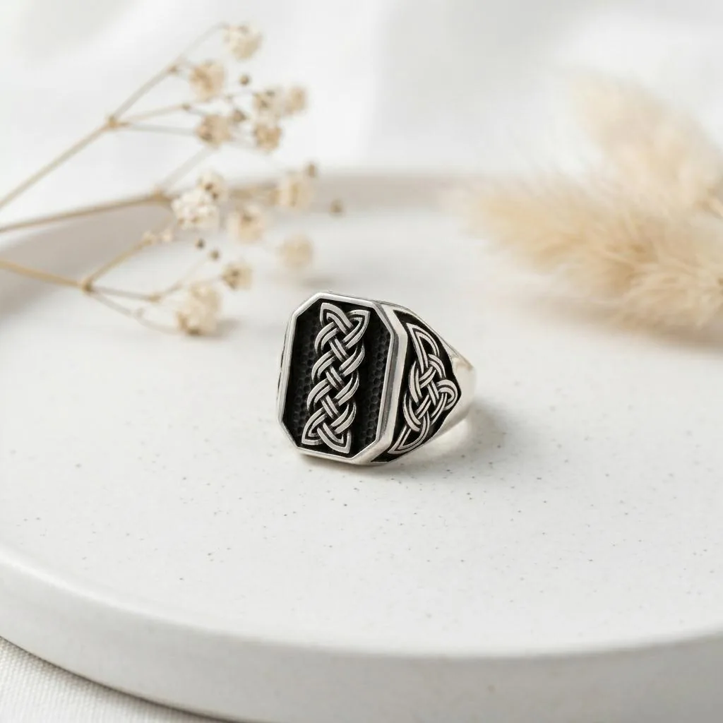 925 Sterling Silver Men's Celtic Knot Ring, Handmade Anniversary Gift - image 3